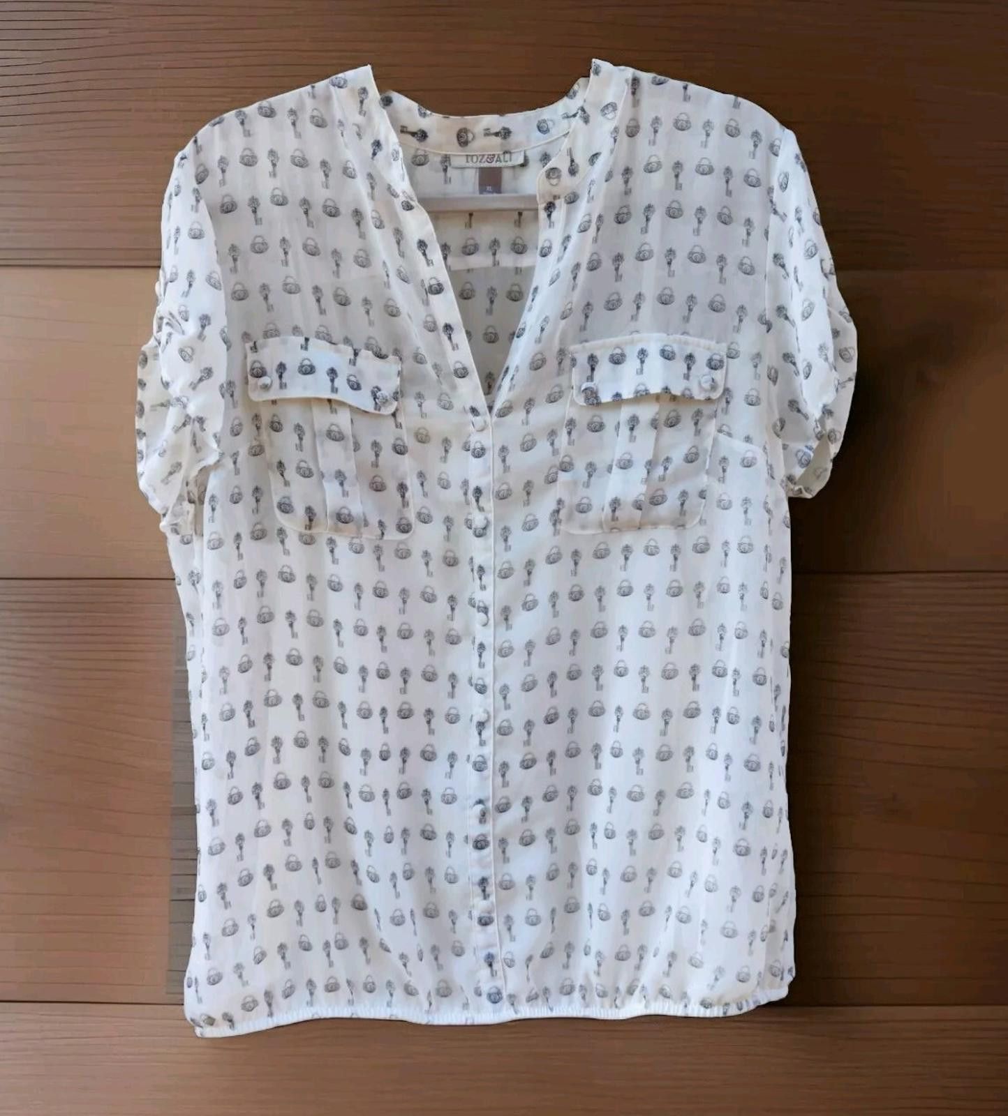 Other Roz & Ali Lock & Key Sheer White Top Blouse w/ Built in Cami Size XL / US 12-14 / IT 48-50 - 1 Thumbnail