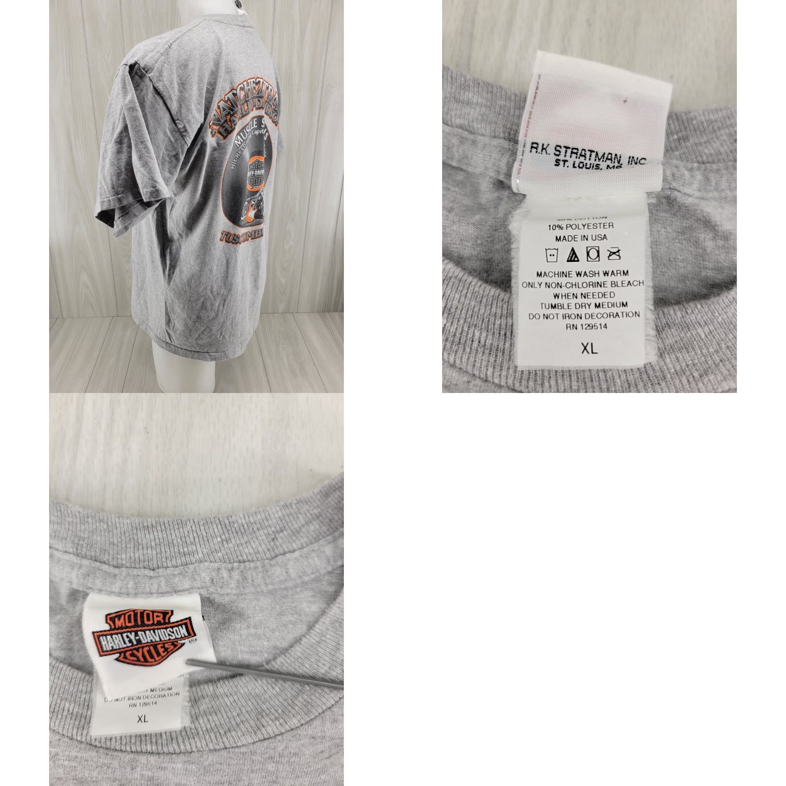 Harley Davidson VINTAGE Harley-Davidson T-Shirt Shirt Men XL Gray Motorcycle Natchez Trace Tuscumbia AL 90s (or 00s) Womens Mens Size US XL / EU 56 / 4 - 8 Thumbnail
