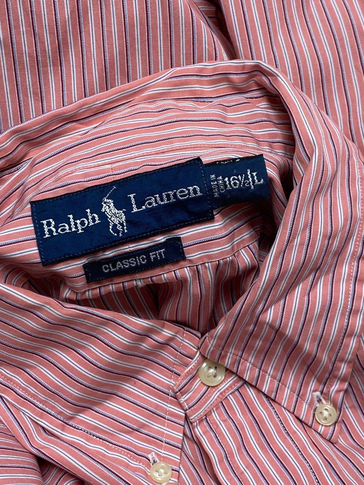 Polo Ralph Lauren 90s Vintage RALPH LAUREN Pink Striped Button Up Shirt Size US L / EU 52-54 / 3 - 3 Thumbnail
