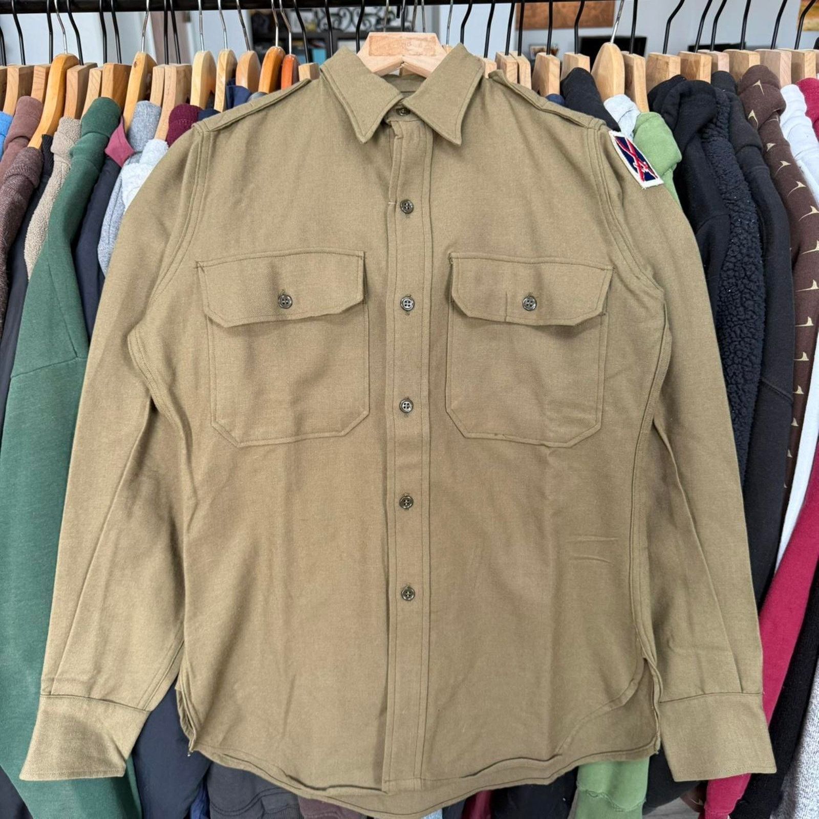 Other Vintage WW2 1948 Button Down Flannel Shirt Green Size US M / EU 48-50 / 2 - 2 Thumbnail