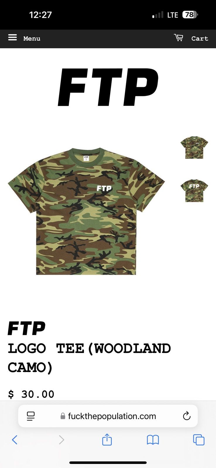 Fuck The Population FTP Woodland Camo tee Size US L / EU 52-54 / 3 - 1 Thumbnail