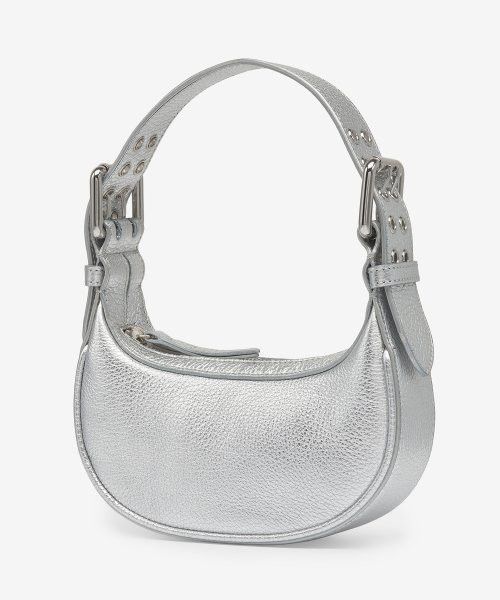 By Far o1mle0824 Size:OS/Mini Soho Flat Grain Leather Bag in Silver Size ONE SIZE - 2 Thumbnail