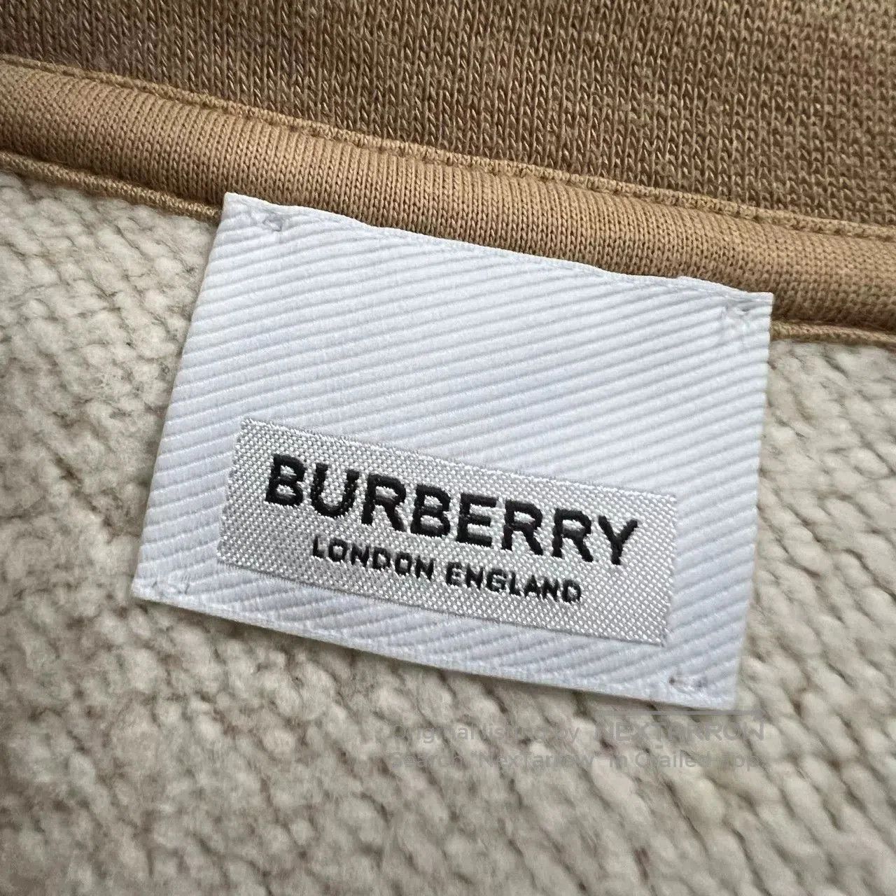 burberry khaki logo embroidered hoodie.