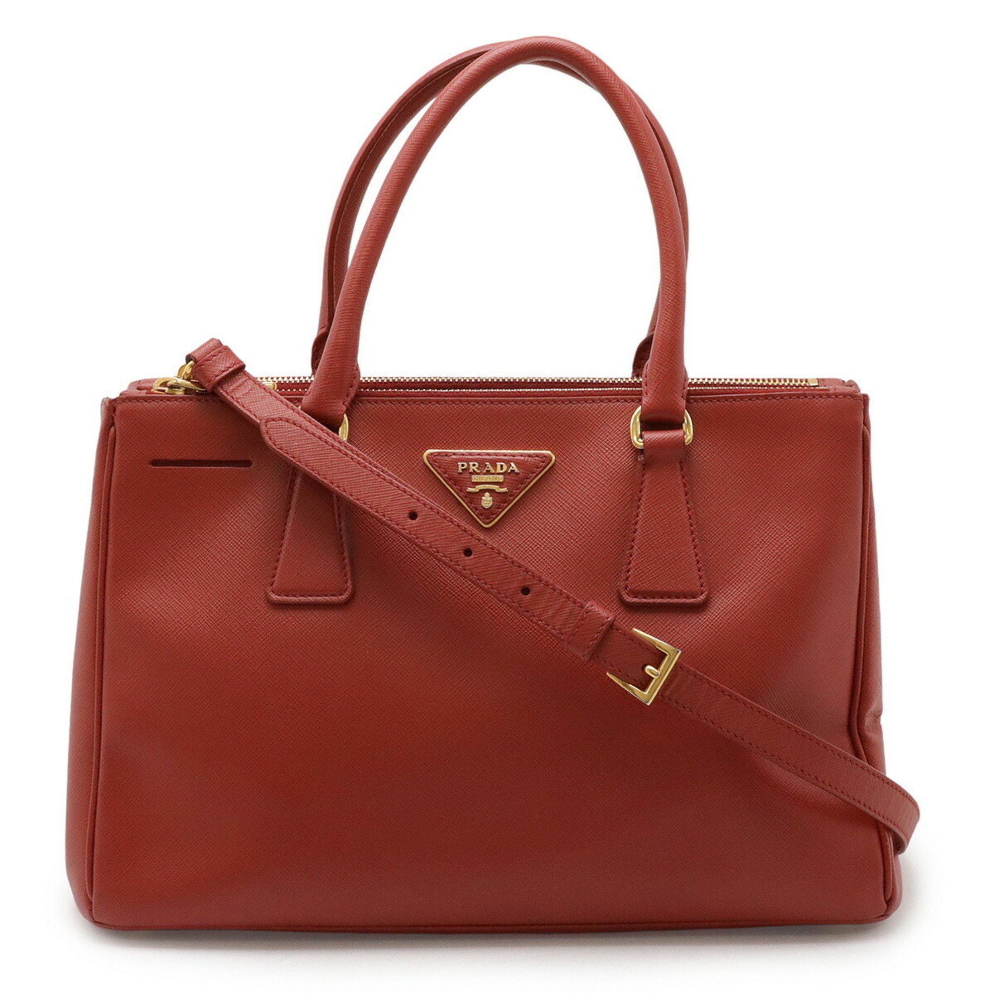 Prada Galleria Saffiano Handbag Shoulder Bag Leather Red Bn2316, Women's
