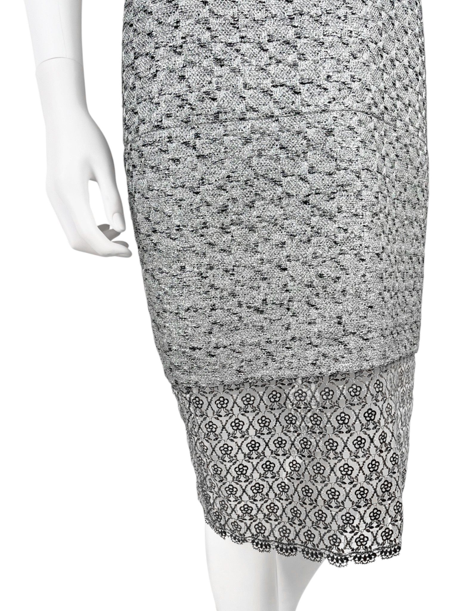 Chanel by Karl Lagerfield Resort 2014 Silver Tweed Lace Dress Size M / US 6-8 / IT 42-44 - 7 Thumbnail