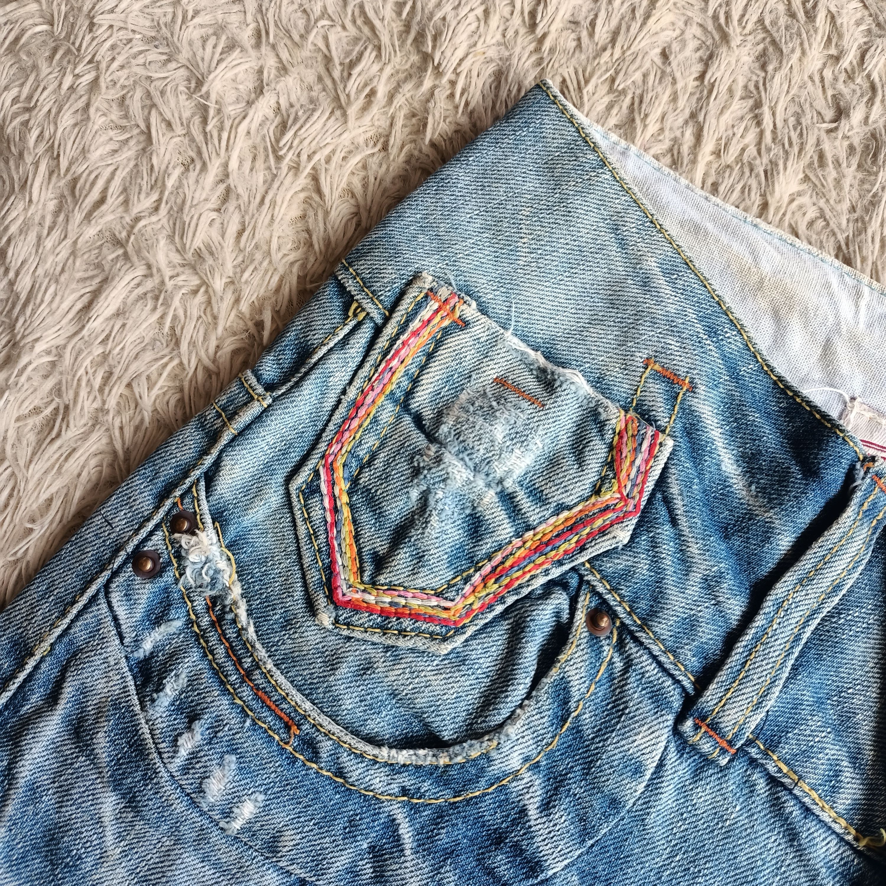 Tornado Mart Red papper Japan rainbow stitch flare denim Size US 30 / EU 46 - 5 Thumbnail