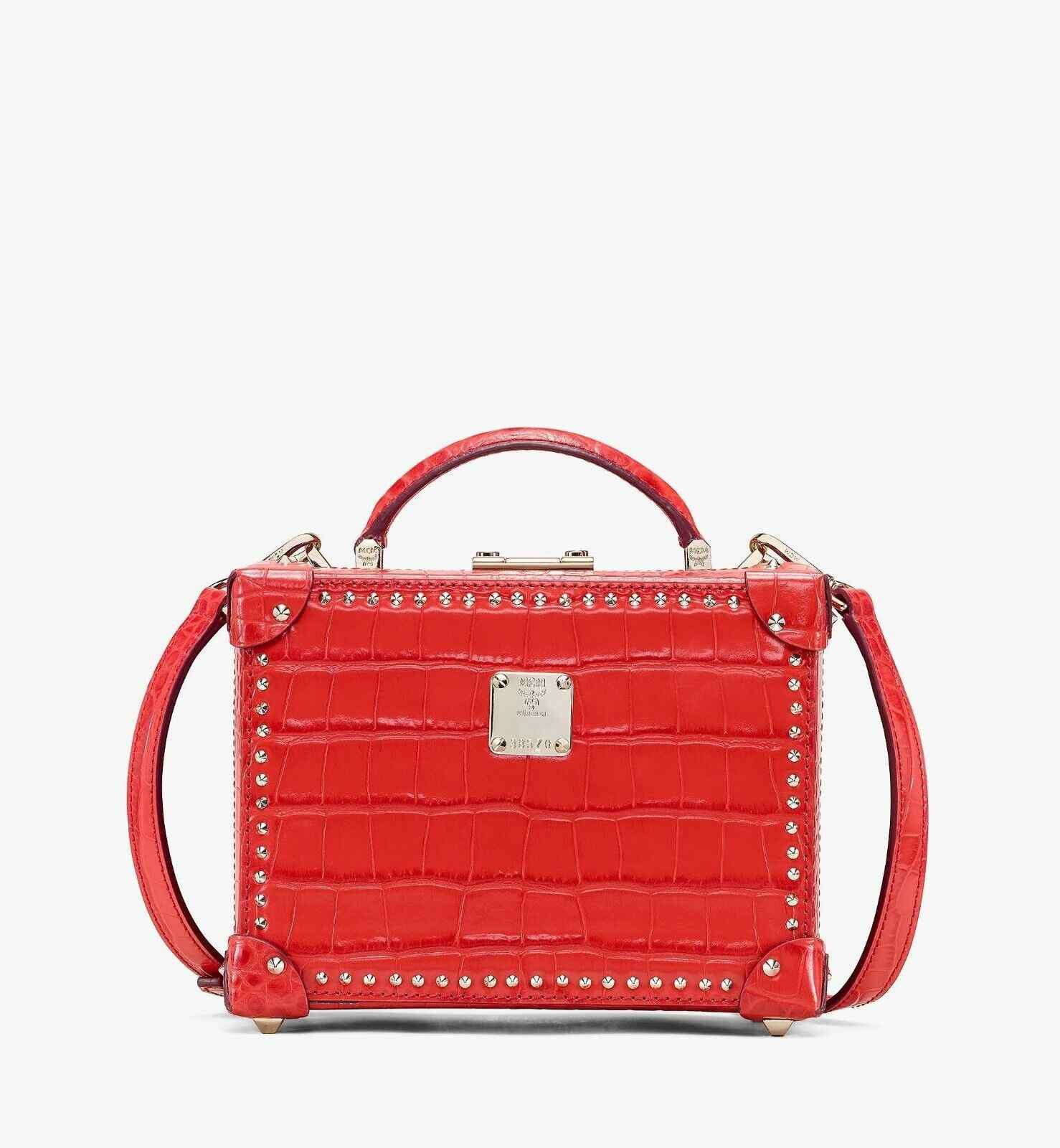 MCM Women's Berlin Red Crocodile Embossed Leather Crossbody Bag Size ONE SIZE - 1 Thumbnail