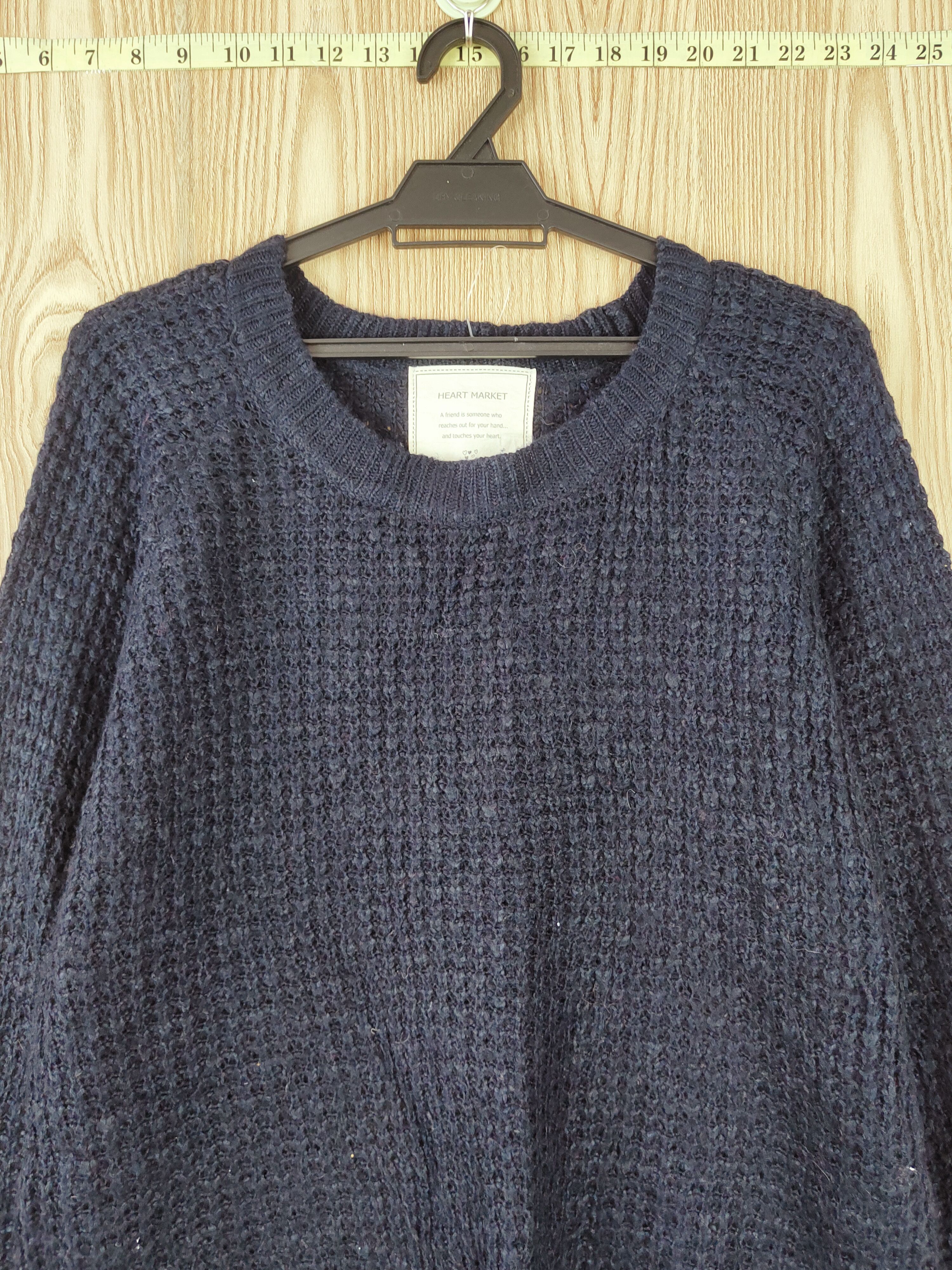 Japanese Brand × Vintage Heart Market Navy Knitwear Sweatshirts #W673 Size L / US 10 / IT 46 - 2 Thumbnail