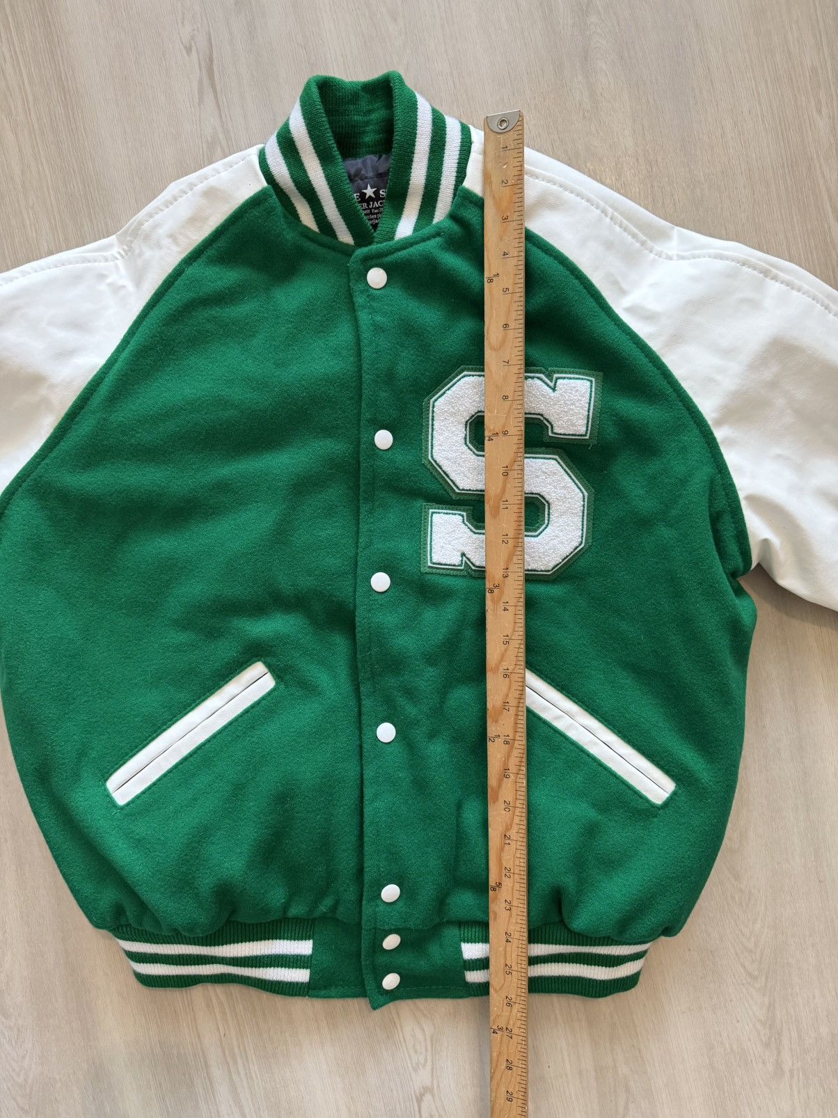 Vintage Texas Star Green Letterman Varsity Jacket Sz L Wool Size US L / EU 52-54 / 3 - 7 Thumbnail
