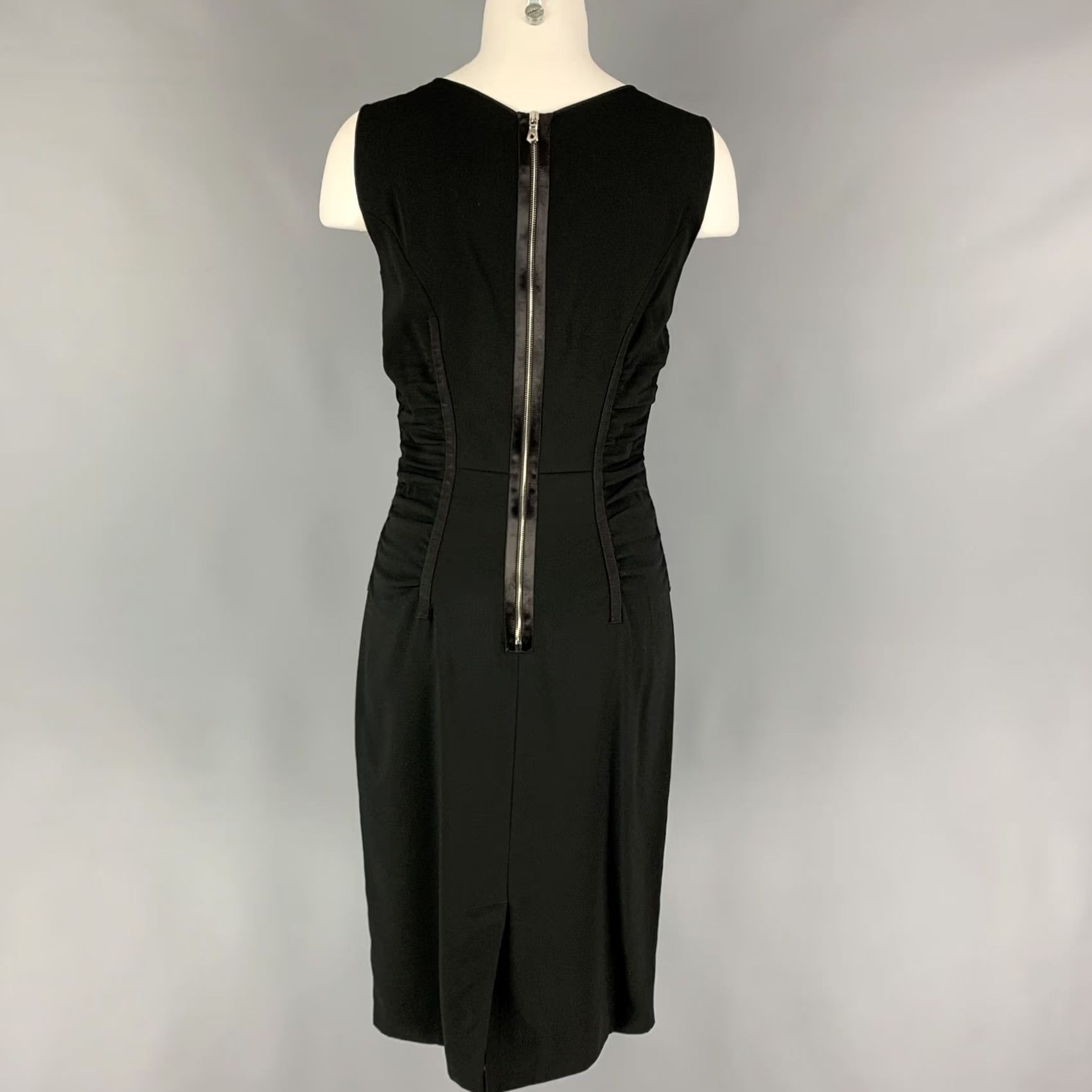 Dolce & Gabbana DOLCE & GABBANA Size 6 Black Acetate Blend Ruched Sleeveless Cocktail Dress Size M / US 6-8 / IT 42-44 - 4 Thumbnail