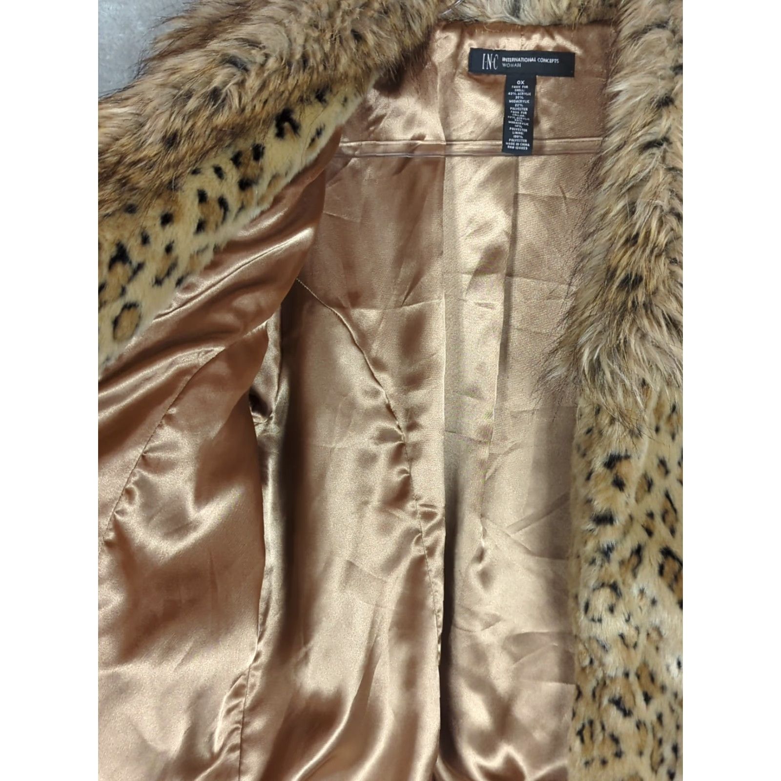 Vintage INC International Concepts Jacket Cropped Leopard Faux Fur 0X Womens 3/4 Sleeve Short Hook & Eye Collared Tan Black Mob Wife Vintage: No Size XL / US 12-14 / IT 48-50 - 6 Thumbnail