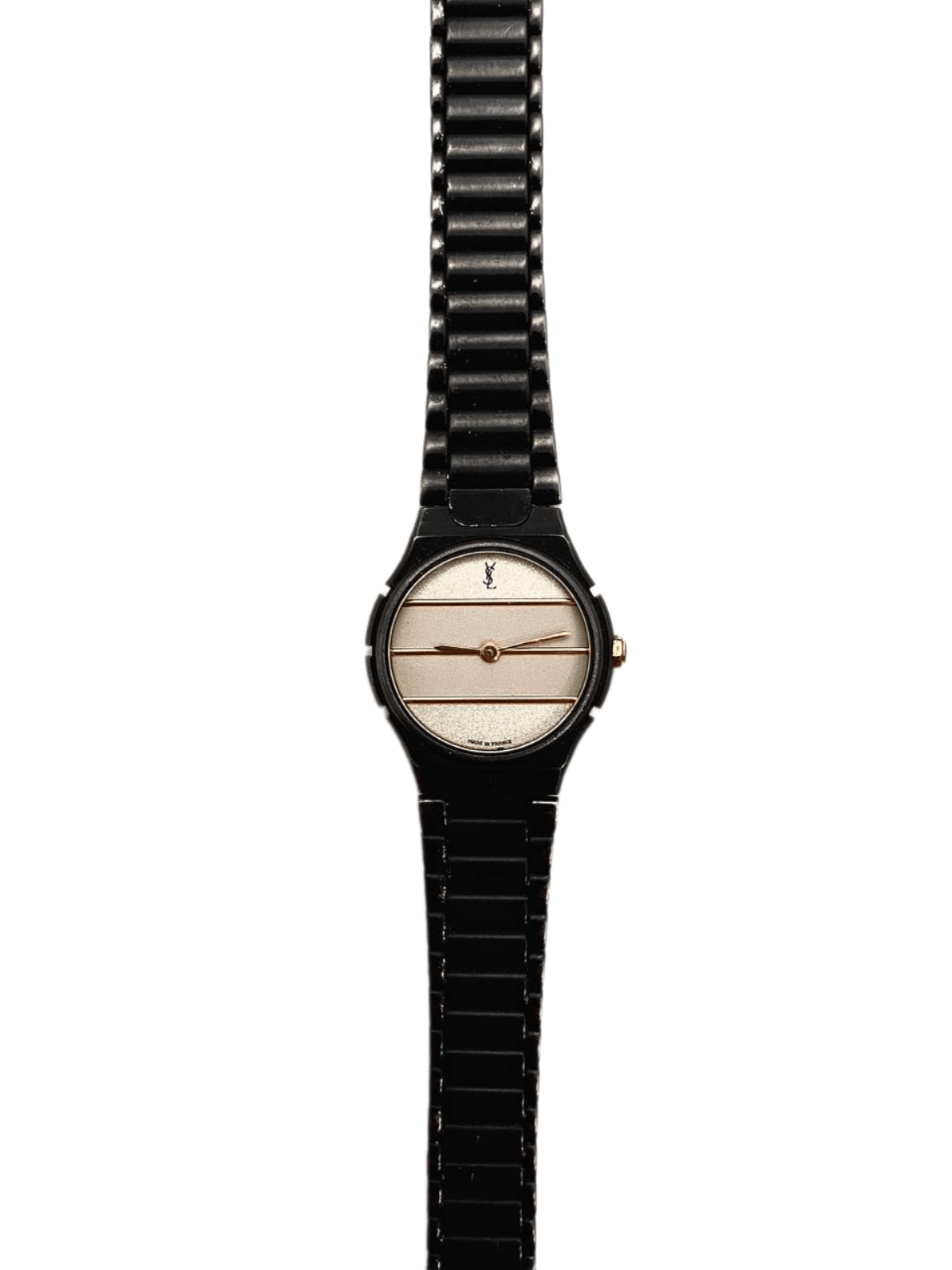 Saint Laurent Paris Saint Laurent YSL Logo Black Gold Steel Ceramic Wrist Watch Size ONE SIZE - 1 Thumbnail