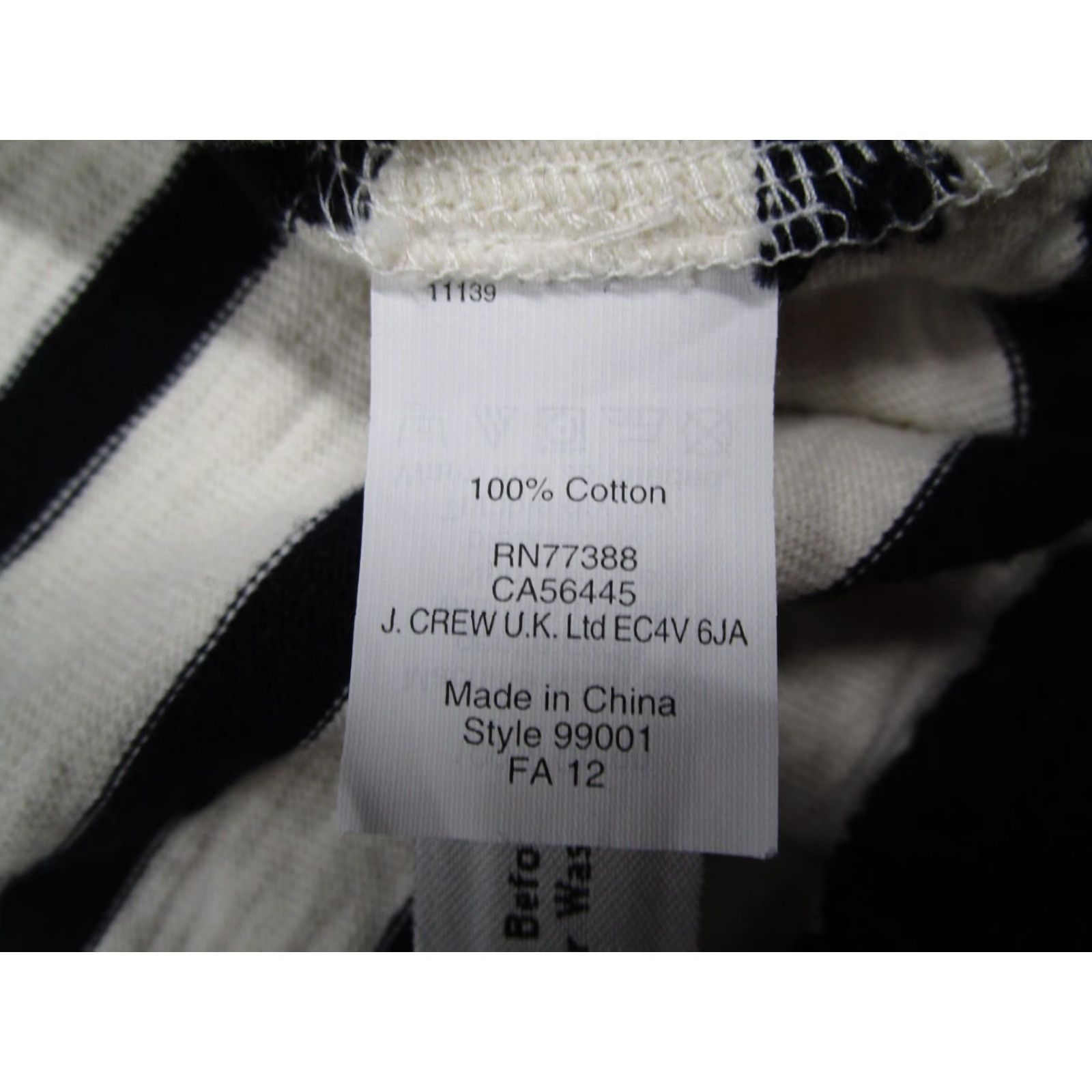 J.Crew VINTAGE? No — ignore. J.CREW Sweater Womens Large Black White Striped Shawl Collar Cotton Pullover Size L / US 10 / IT 46 - 4 Thumbnail