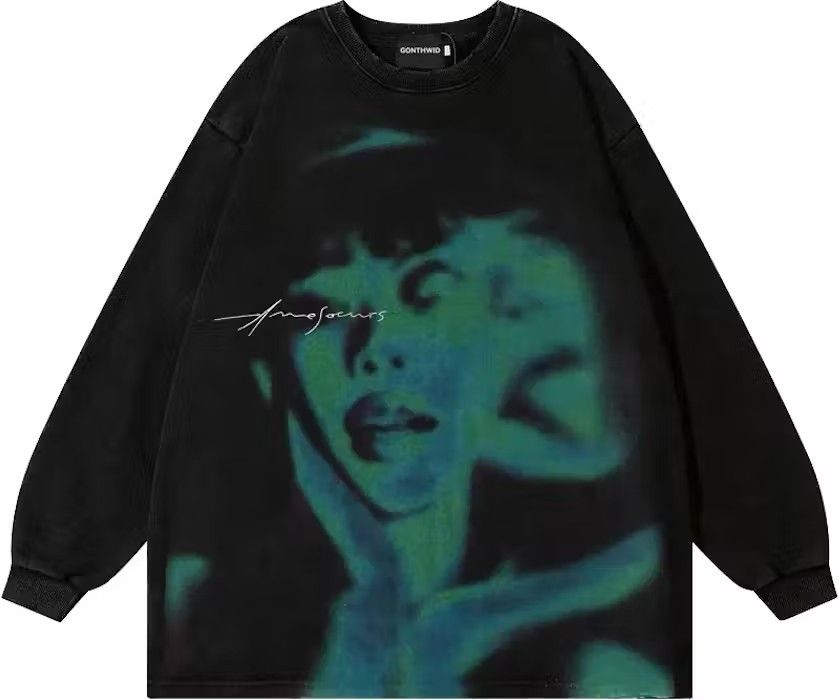 Oversize Style Hip Hop Shadow Graphic Print Sweatshirt