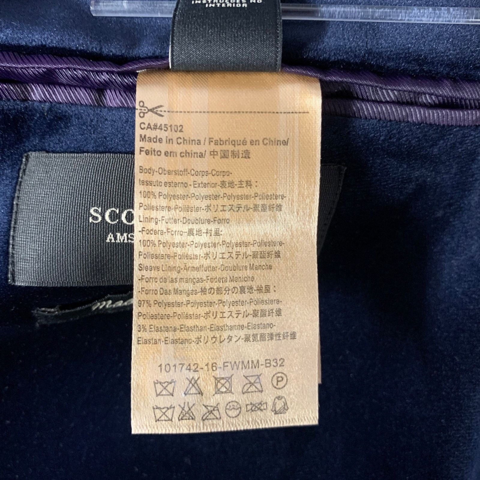 Scotch & Soda SCOTCH AND SODA 38 Navy Velvet Peak Lapel Suit Size 38R - 7 Thumbnail