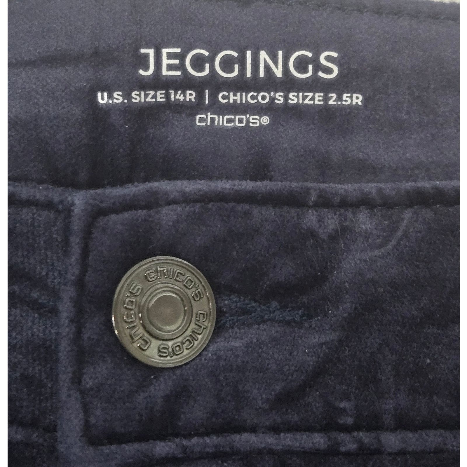 Chicos Chico's Blue Velvet Fly Front Jegging Jeans 2.5R 14R NWTS Size 36" / US 14 / IT 50 - 3 Thumbnail