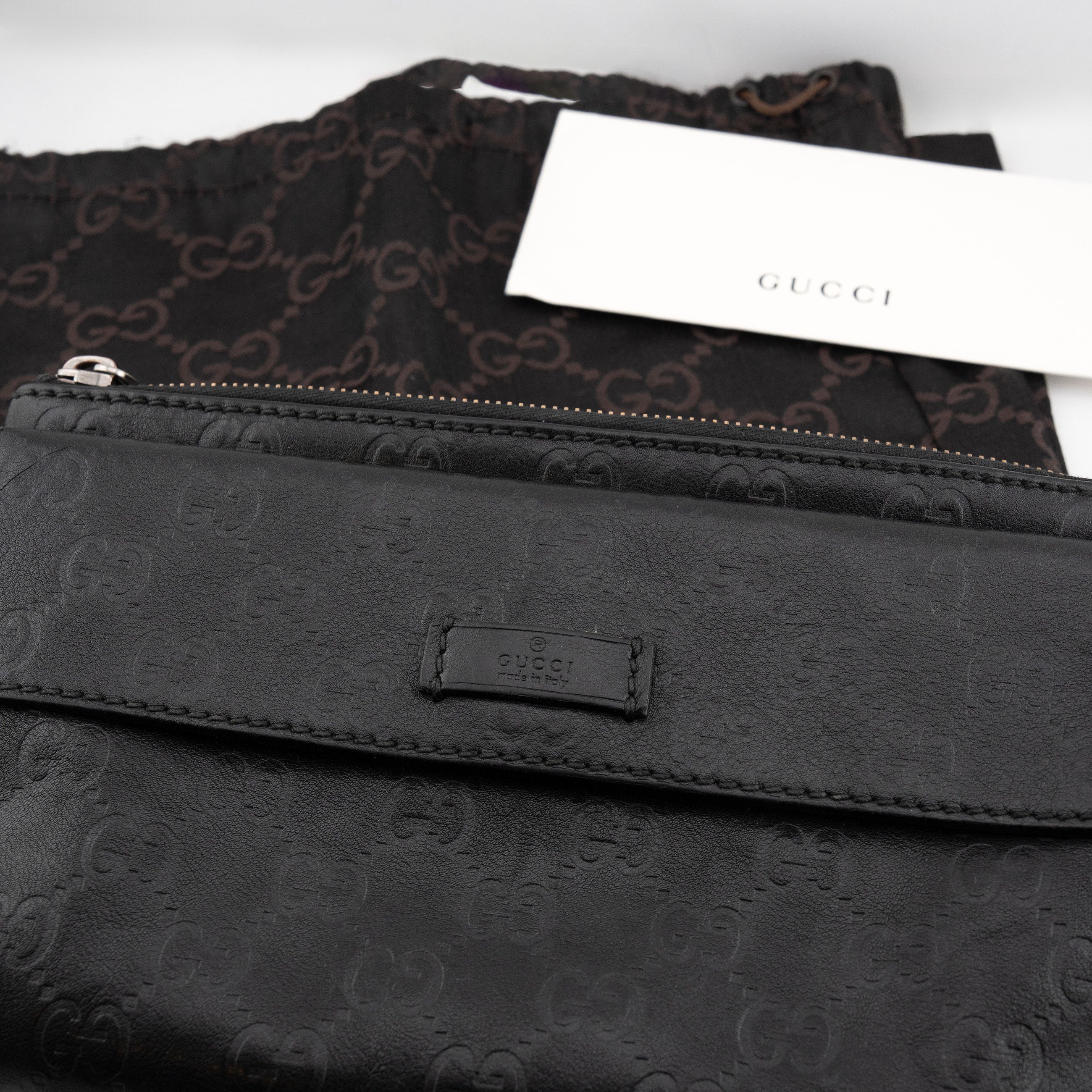 Gucci Gucci B Shoulder Bag in Black GG Embossed Leather Size ONE SIZE - 1 Thumbnail