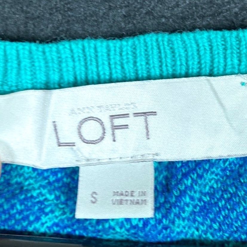 Ann Taylor VINTAGE Ann Taylor LOFT Womens Shirt Turquoise Geometric Diamond Cap Sleeve Modal S Size S / US 4 / IT 40 - 6 Thumbnail