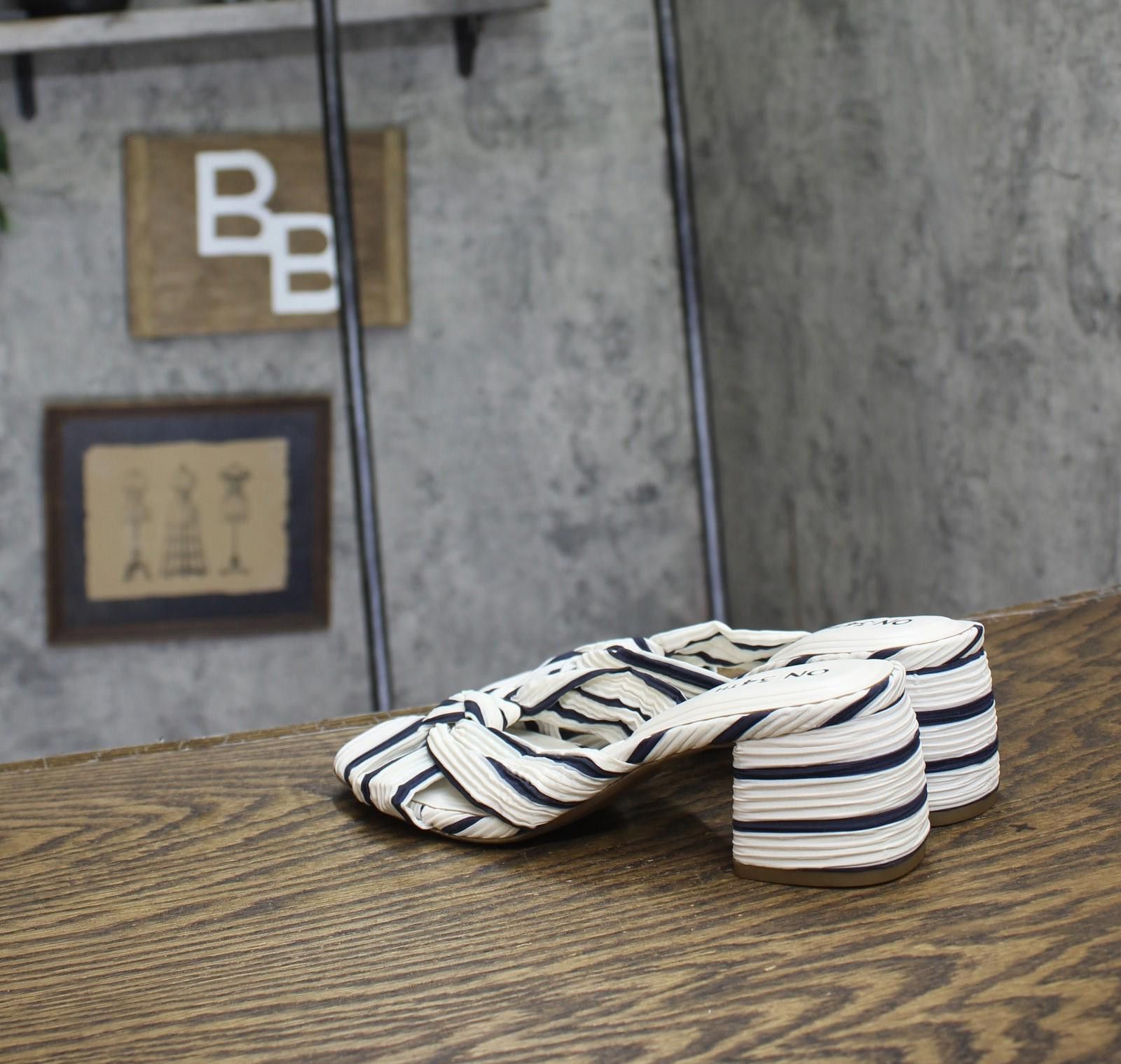 Other On 34th Block-heel Sandals 10018687500 Navy Stripe Blue 6m Size US 6 / IT 36 - 2 Thumbnail