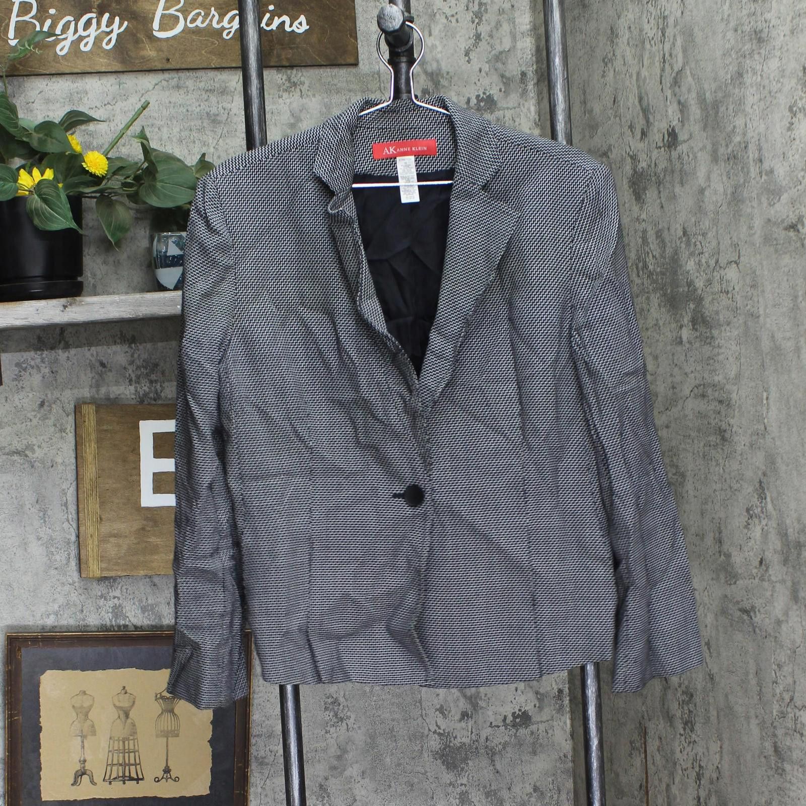 Other Ak Anne Klein Lightweight Blazer Jacket Black Gingham 16 Size XXL / US 16-18 / IT 52-54 - 1 Thumbnail