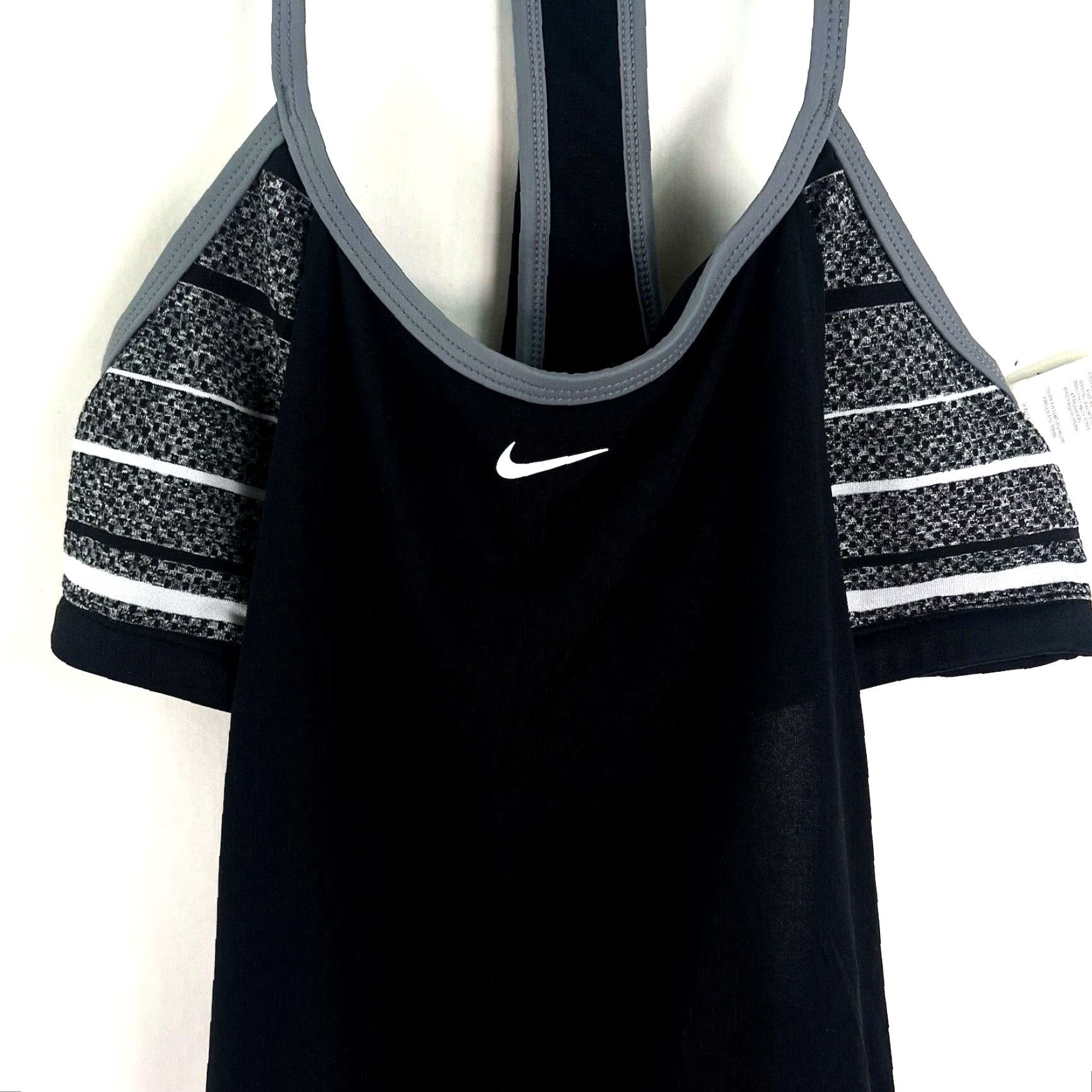 Nike Nike Women's Racerback Black Athletic Top Shirt L Striped Tank Pullover Logo Sports Sleeveless - Activewear (Nike) Size L / US 10 / IT 46 - 2 Thumbnail