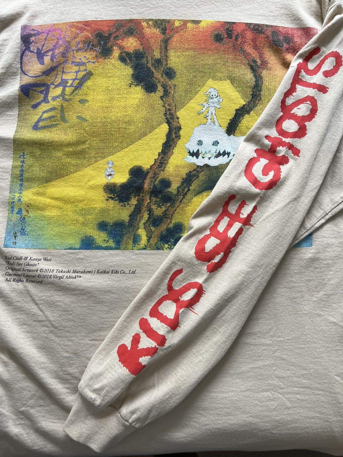 Gildan Kids See Ghosts Kanye West Kid Cudi Long Sleeve Beige XL Size US L / EU 52-54 / 3 - 5 Thumbnail