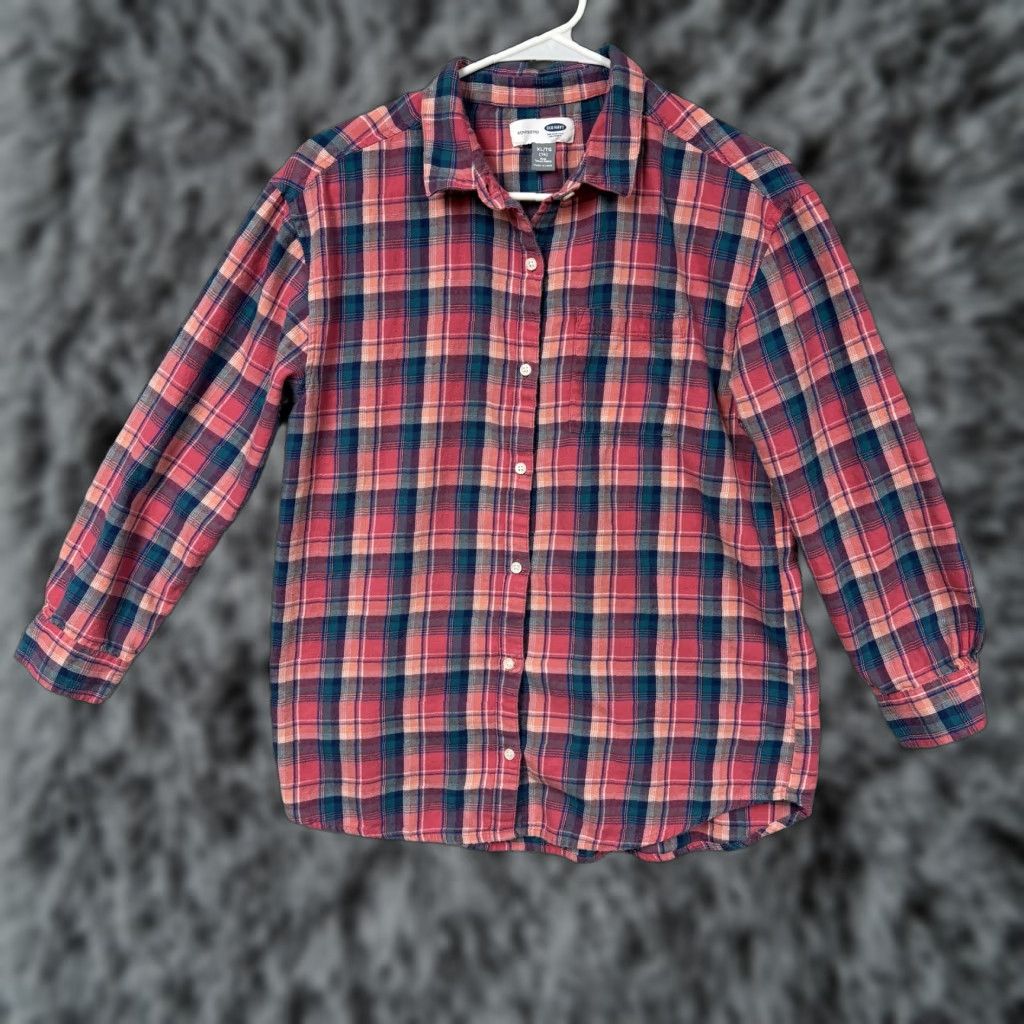 Old Navy Old Navy Boyfriend Shirt Womens XL Plus Pink Blue Plaid Flannel Grunge Normcore Shirt Size XL / US 12-14 / IT 48-50 - 1 Thumbnail