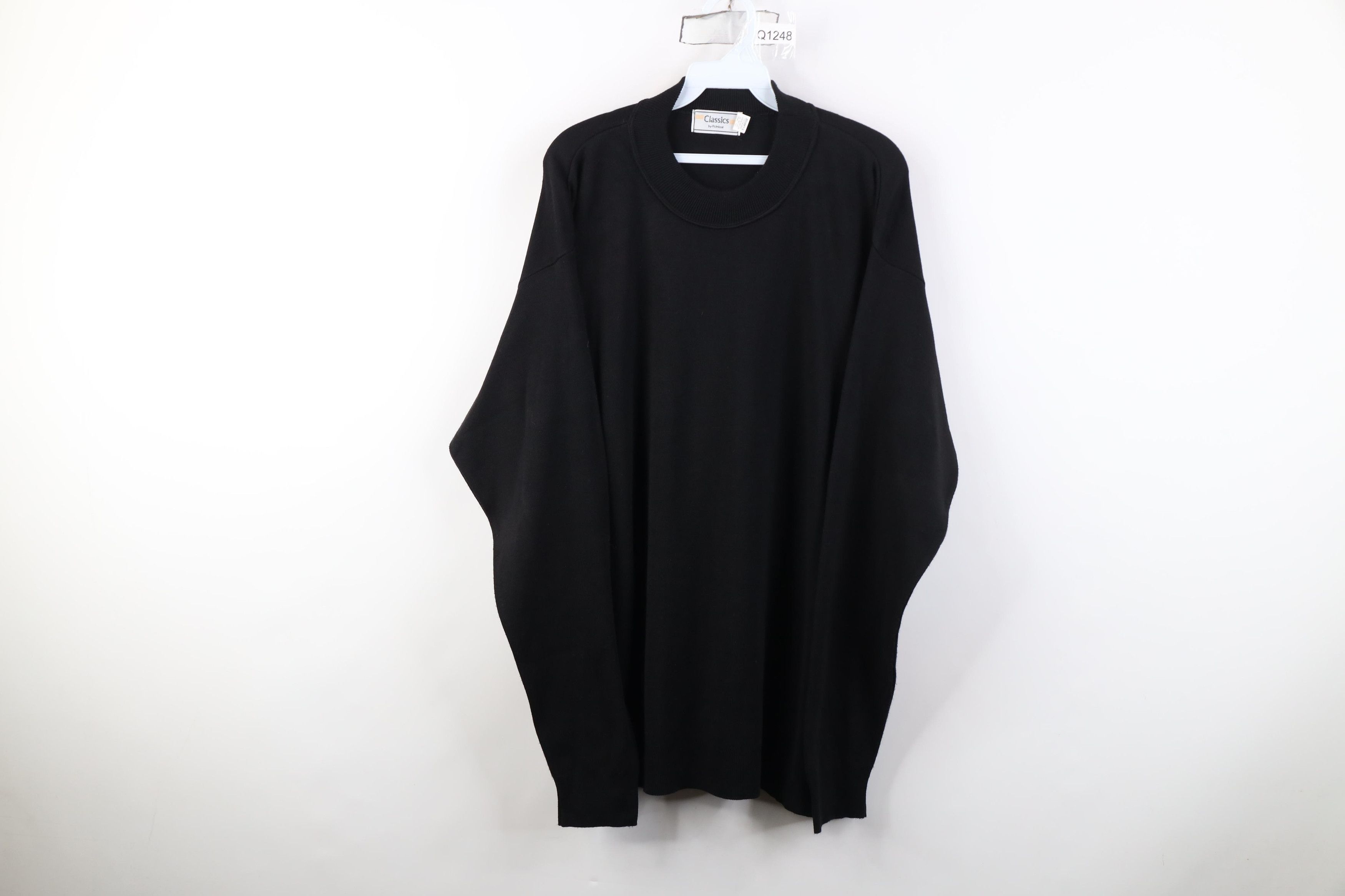 Vintage Vintage 70s Streetwear Knit Mock Neck Sweater Black USA Size US XL / EU 56 / 4 - 1 Thumbnail