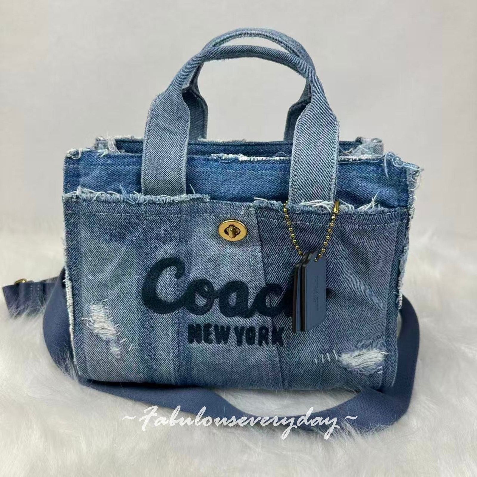 Coach Coach Cargo Tote Bag 26 Crossbody Denim Patchwork CCX13 NWT Size ONE SIZE - 1 Thumbnail