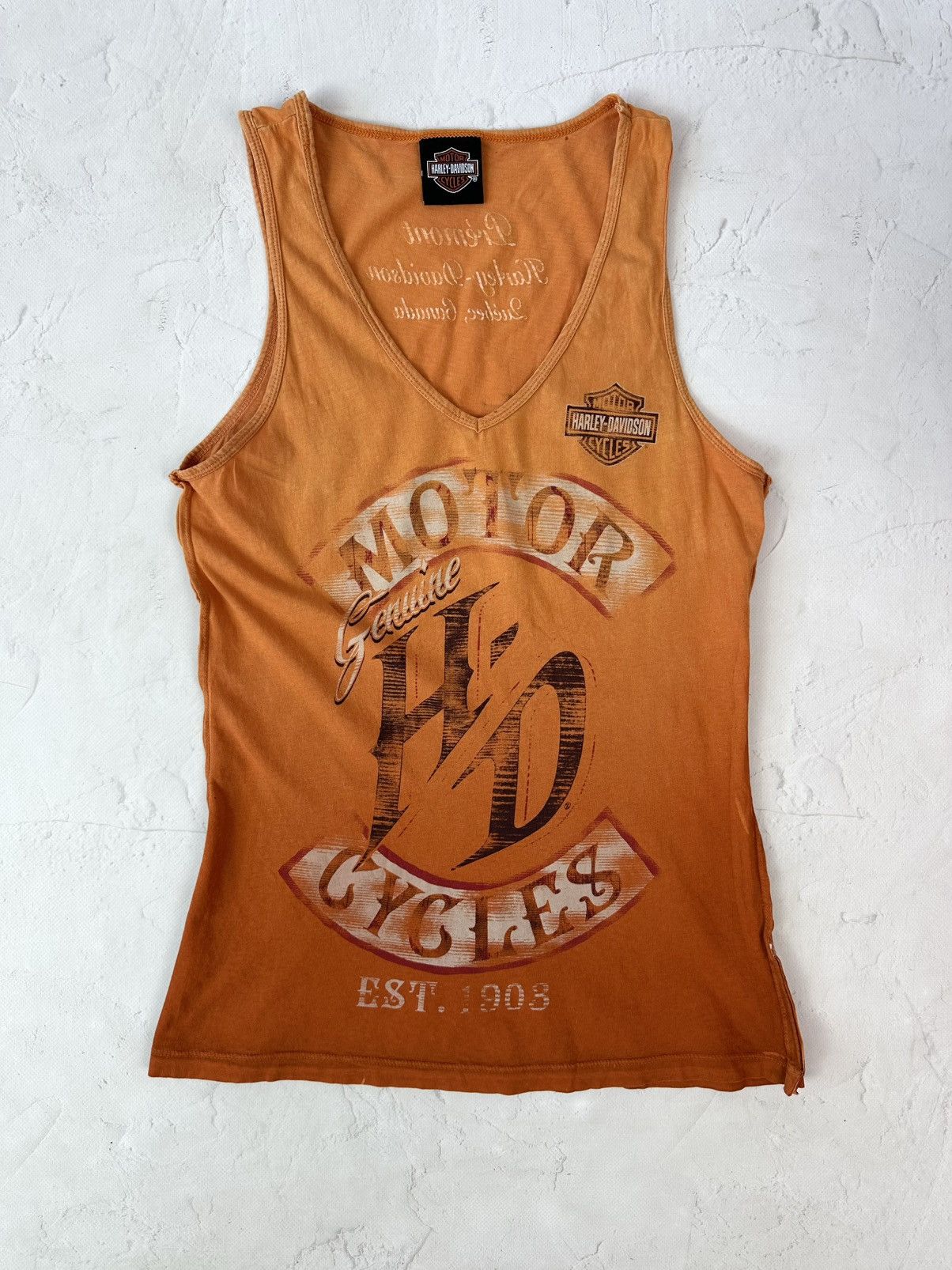 Other Vintage Harley Davidson Orange Washed Printed Top Size S / US 4 / IT 40 - 1 Thumbnail