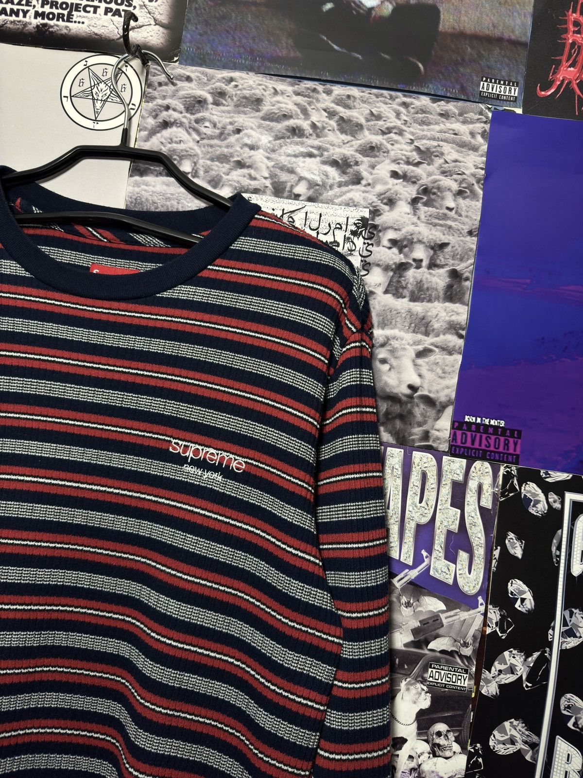Supreme Supreme Striped Classic Logo Long Sleeve Size US L / EU 52-54 / 3 - 2 Thumbnail