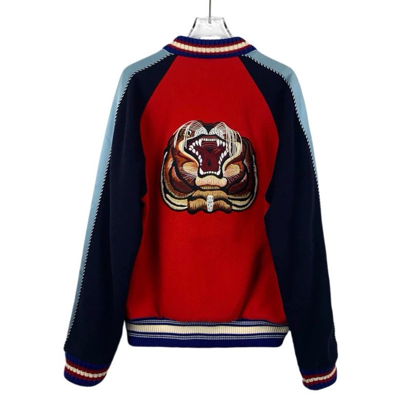 Gucci Gucci Color-blocked embroidered wool zipper baseball suit j Size US M / EU 48-50 / 2 - 2 Thumbnail