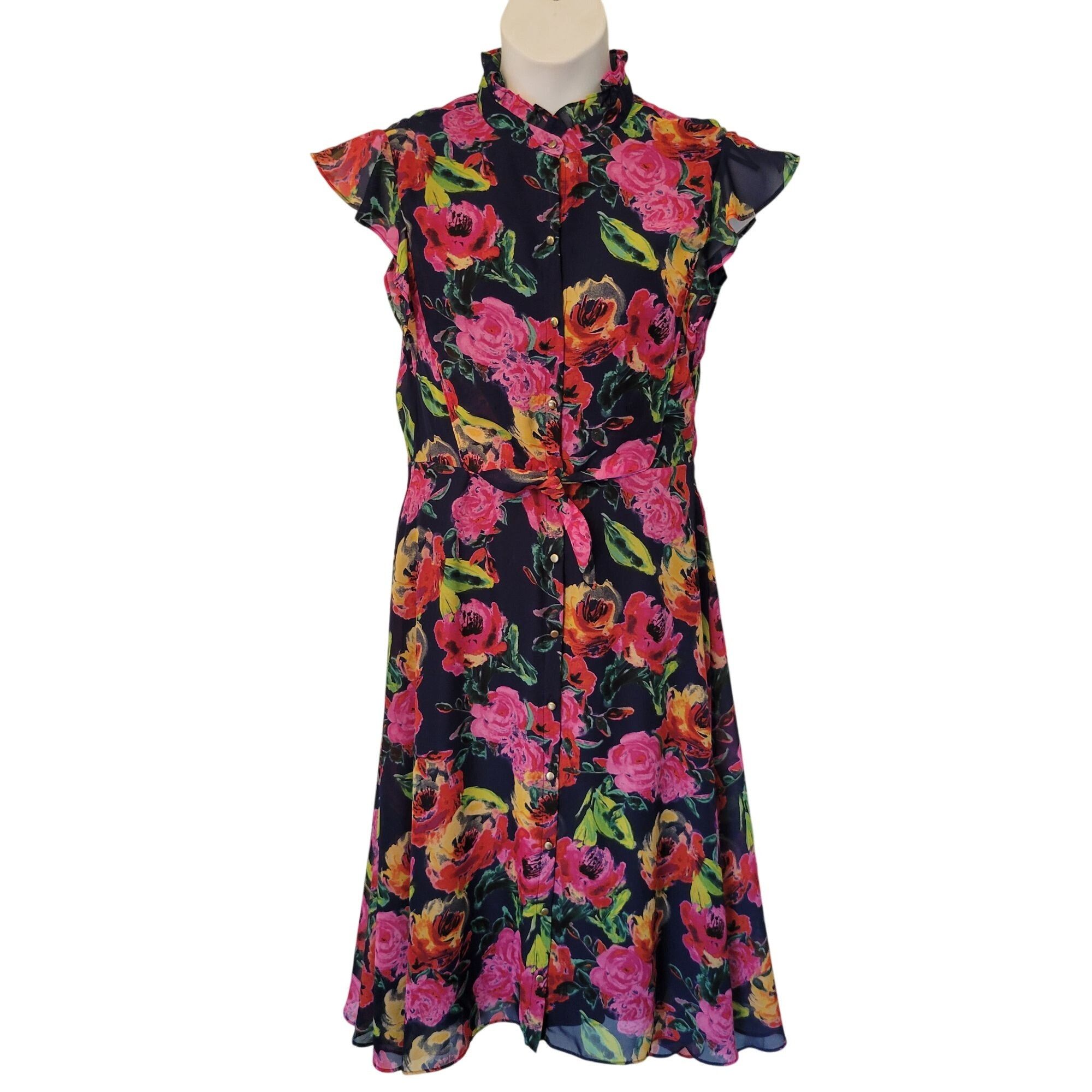 Other Julia Jordan Floral Dress 12 High Neck Modest A Line Midi Su Size XL / US 12-14 / IT 48-50 - 1 Thumbnail