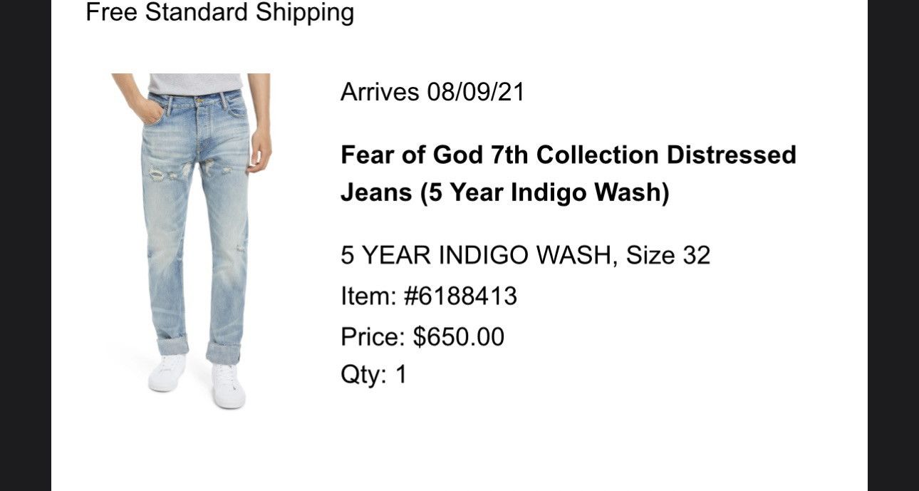Fear of God Fear of God 7th Collection Distressed Jeans (5 Yr Indigo) Size US 32 / EU 48 - 11 Thumbnail