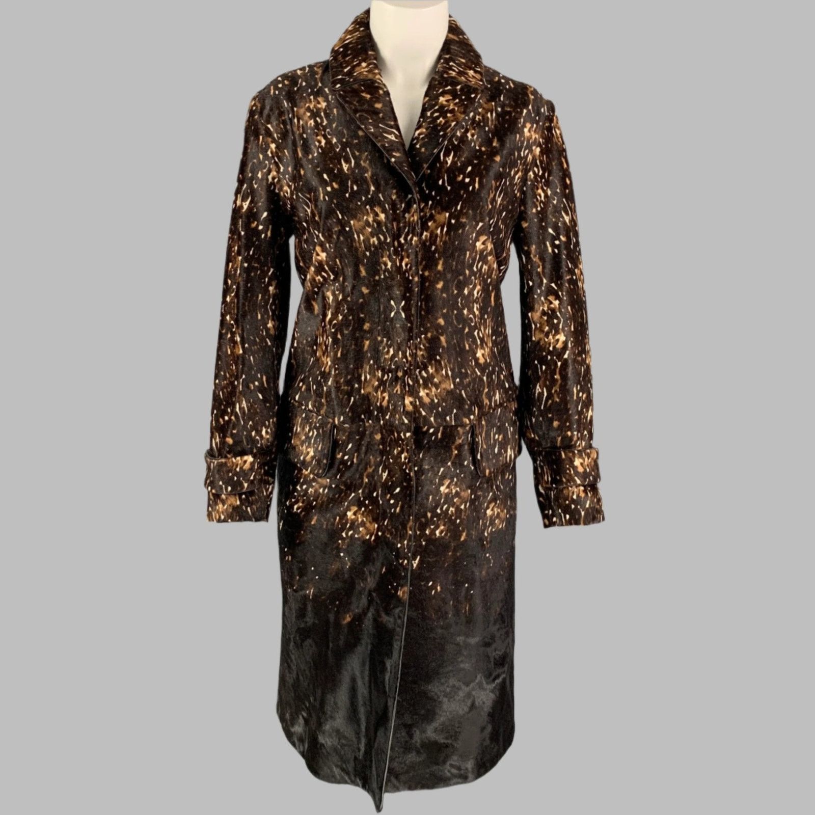 Pre-Fall 2013 Size 8 Brown & Tan Calf Hair Animal Print Coat