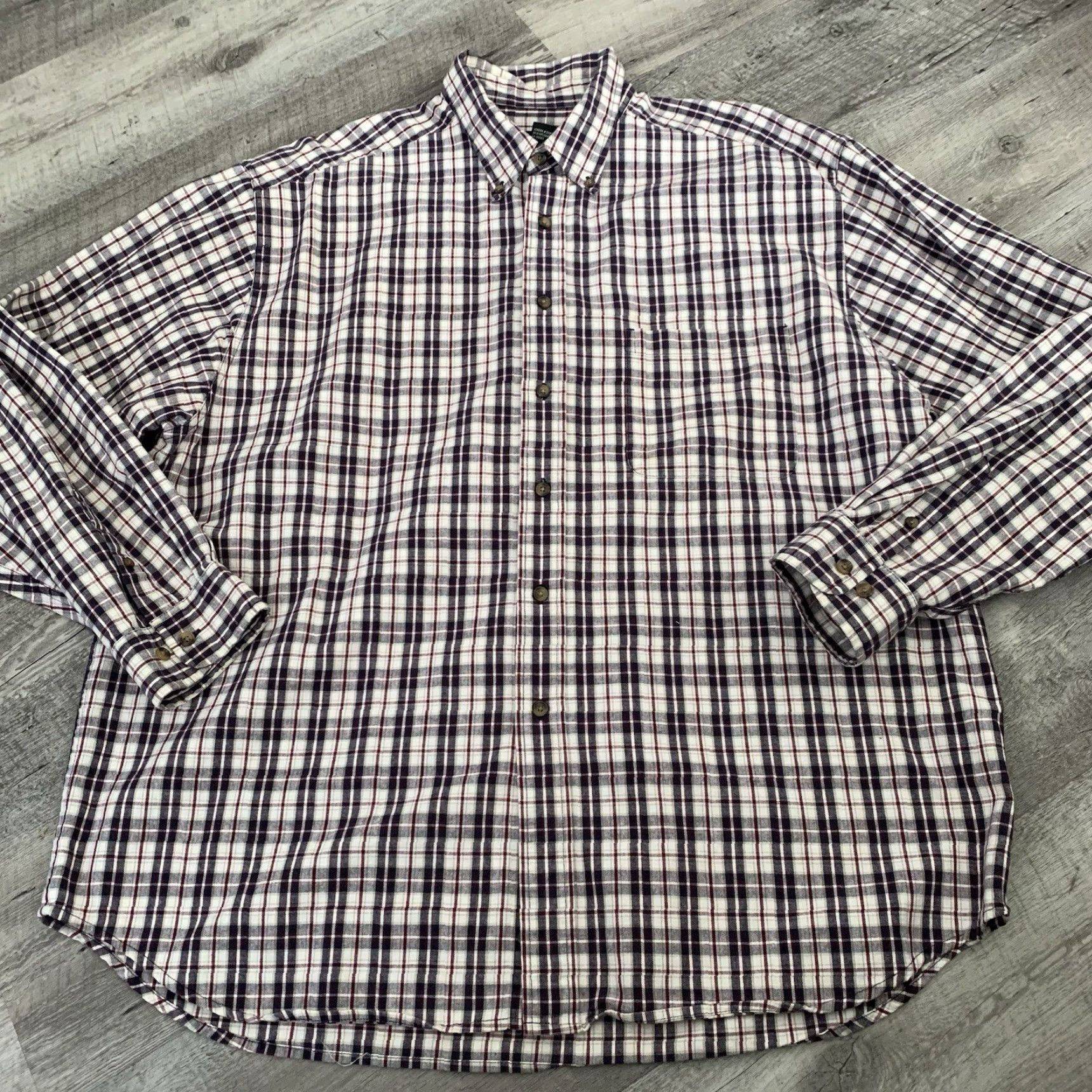Eddie Bauer Eddie Bauer Mens XL Button-Up Shirt - Ivory Plaid, Long Sleeve, Cotton, Woven, Classic Fit, Button-Down Collar, Pockets, Easy Care, Casual, Business Size US XL / EU 56 / 4 - 3 Thumbnail