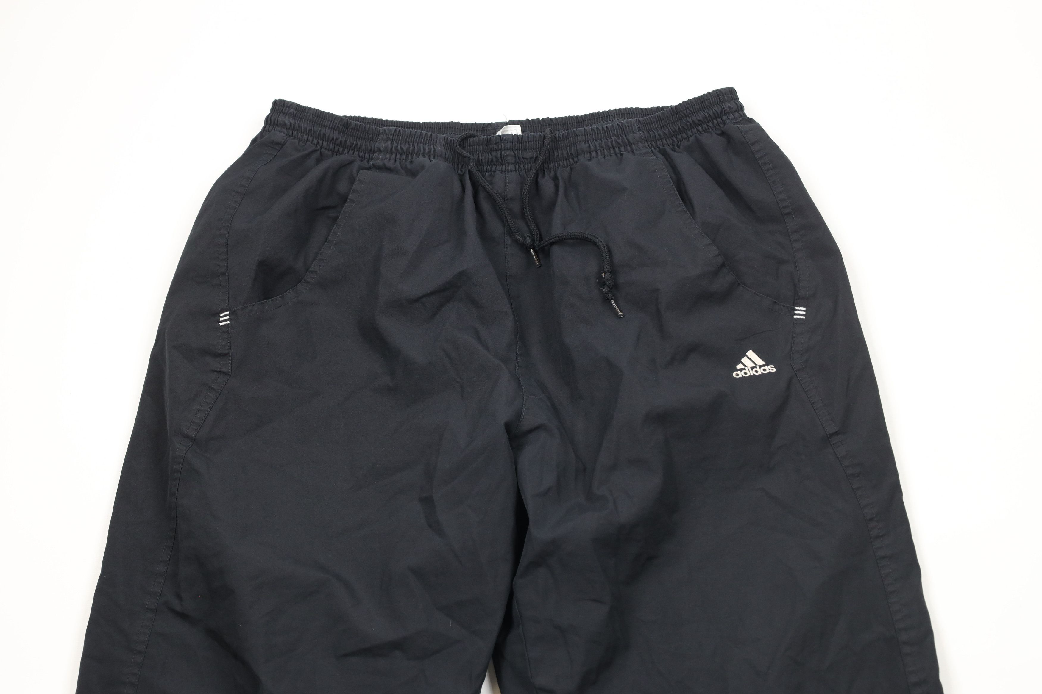 Adidas × Vintage Vintage 90s Adidas Spell Out Lined Wide Leg Pants Black Size US 36 / EU 52 - 2 Thumbnail