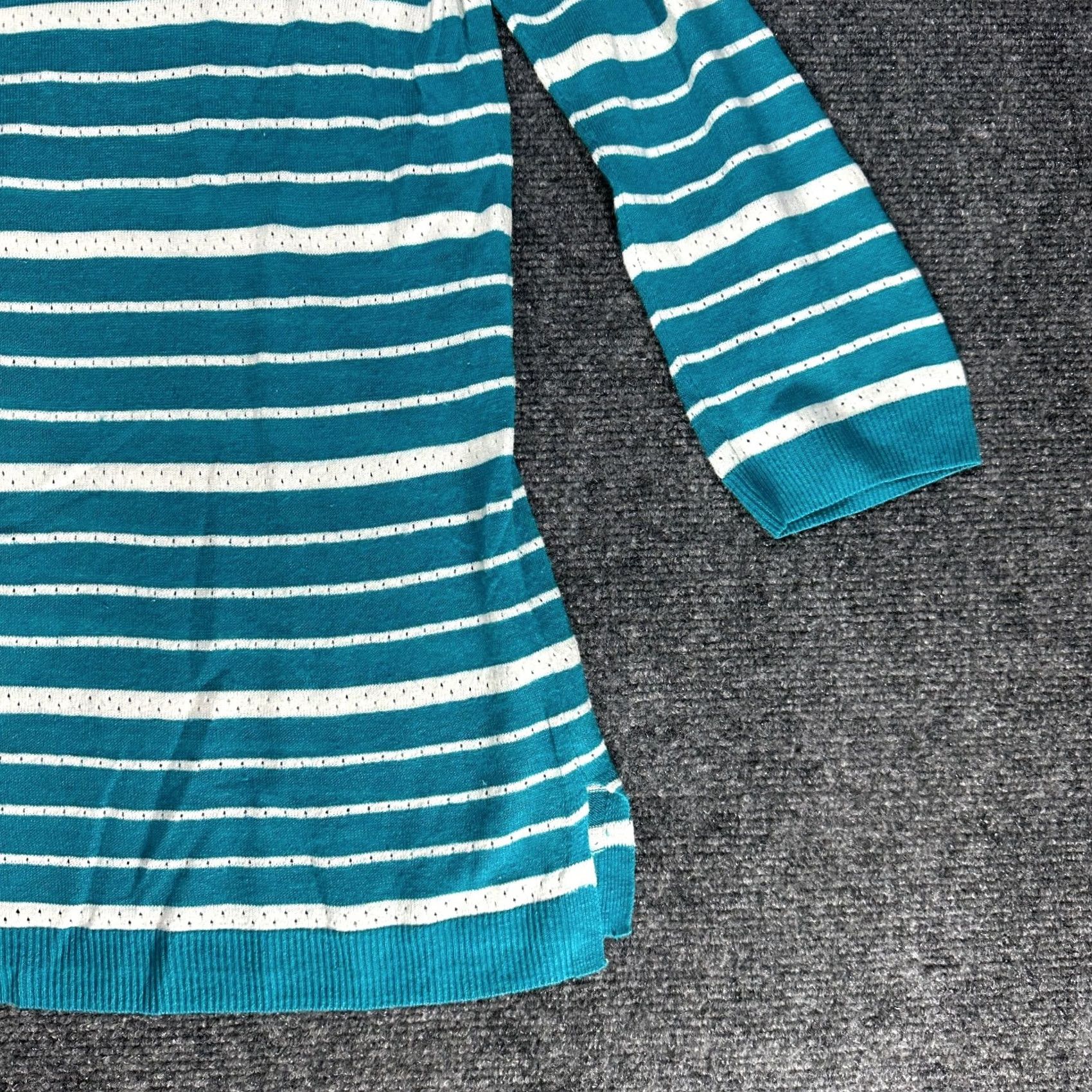 Talbots Talbots Sweater Womens Medium Linen Blend Turquoise Lightweight Knit 3/4 Sleeve Size M / US 6-8 / IT 42-44 - 2 Thumbnail