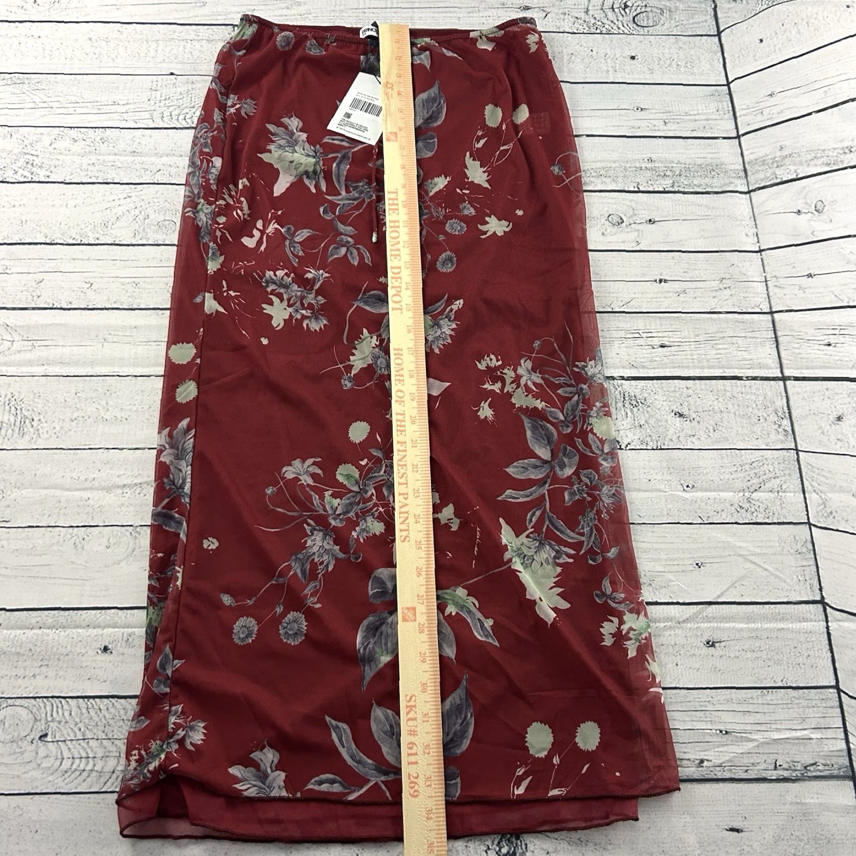 PRINCESS POLLY Princess Polly Skirt Maxi Red Floral Women 6 Low Impact Buchan Long new Size 28" / US 6 / IT 42 - 5 Thumbnail