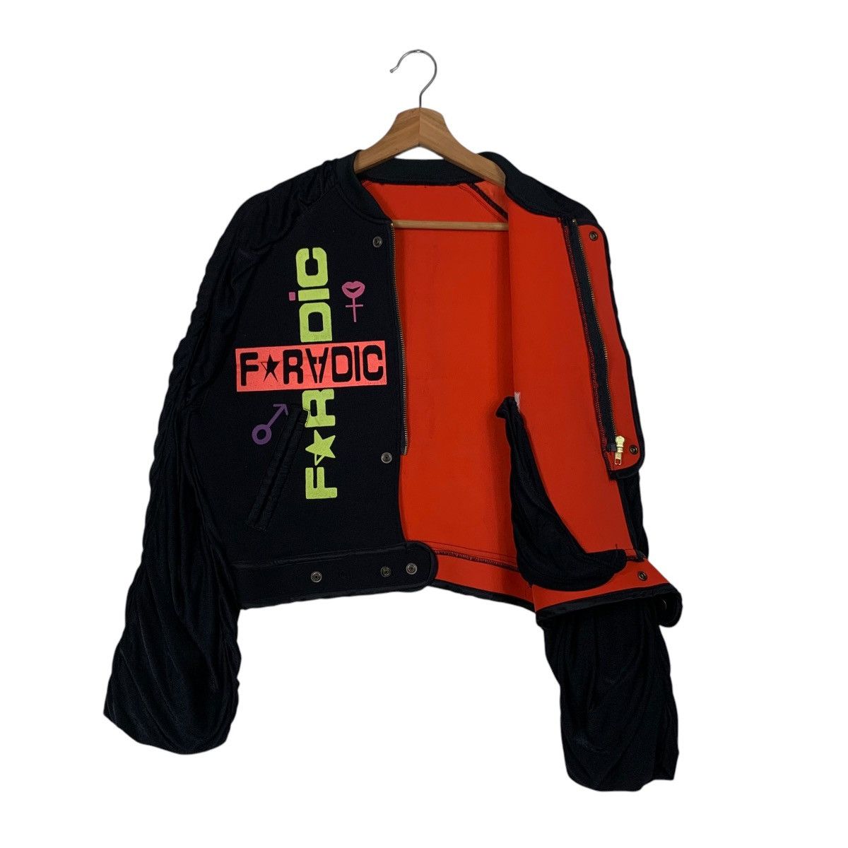 Japanese Brand FARADIC Big Logo Printed Hybrid Cropped Jacket #1646-C73 Size M / US 6-8 / IT 42-44 - 9 Thumbnail