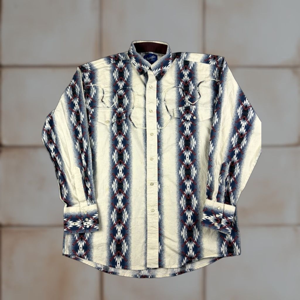 Wrangler VINTAGE Wrangler Pearl Snap Shirt Men’s XL Aztec Striped Western USA Shirt Size US XL / EU 56 / 4 - 1 Thumbnail