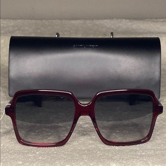 Saint Laurent Paris Saint Laurent 54mm Square Sunglasses in Brown [IN CASE] Size ONE SIZE - 1 Thumbnail