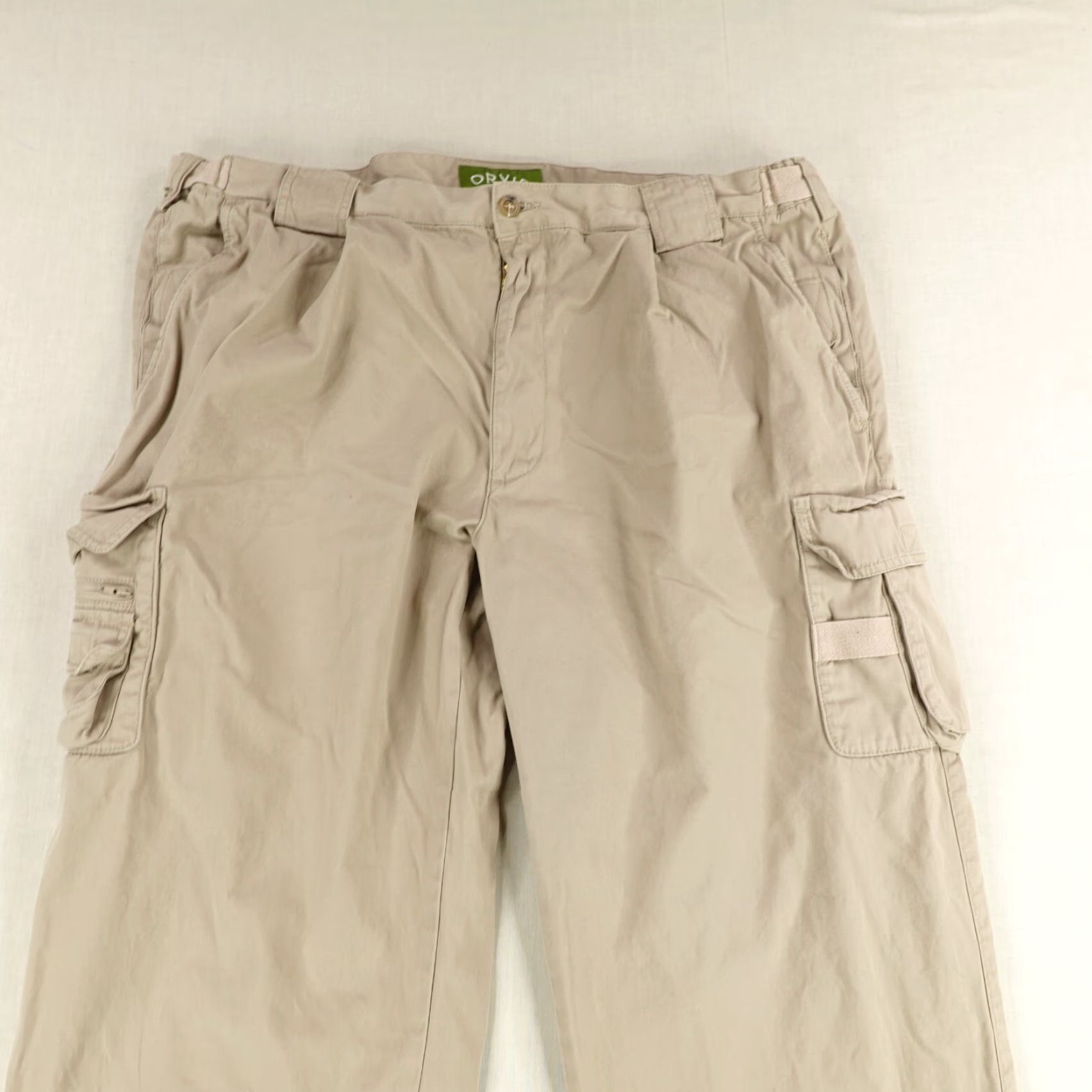 Orvis VINTAGE Orvis Pants Mens 40 Beige Cargo Khaki Cotton Relaxed Straight Inseam 34" 40 Regular Mens Size US 40 / EU 56 - 2 Thumbnail