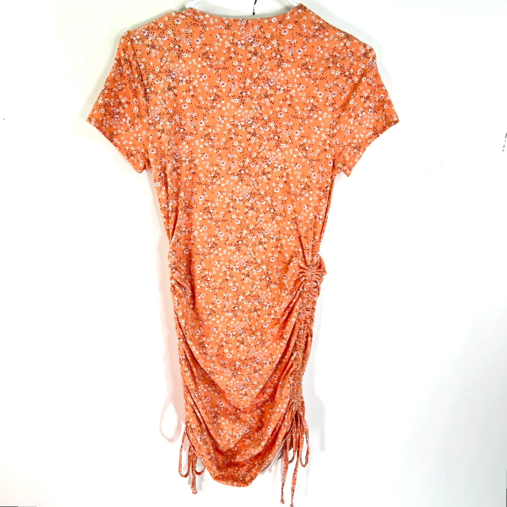Vintage Live To Be Spoiled Coral Floral Cinched Side Stretch Bodycon Dress L Size L / US 10 / IT 46 - 6 Thumbnail
