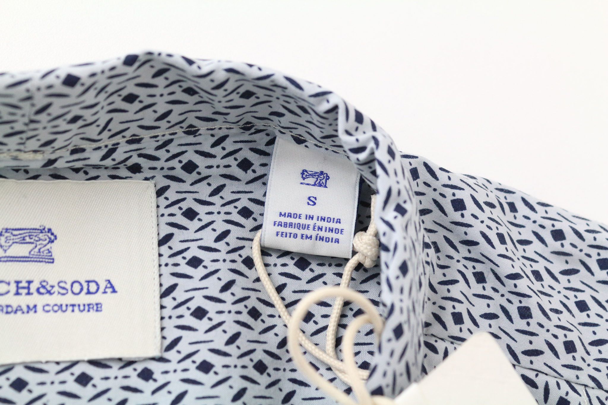 Scotch & Soda S Blue Pattern Cotton Poplin Shirt 75018 Size US S / EU 44-46 / 1 - 6 Thumbnail