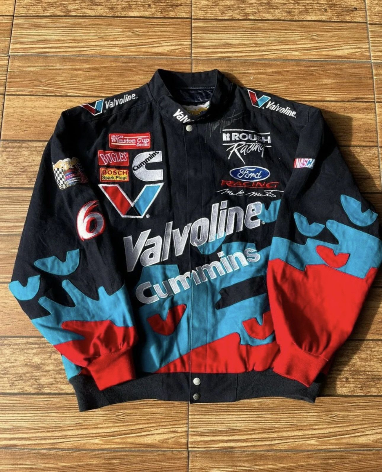 image of Varsity Jacket Jeff Hamilton X Nasxcar in Blue, Men's (Size 2XL)