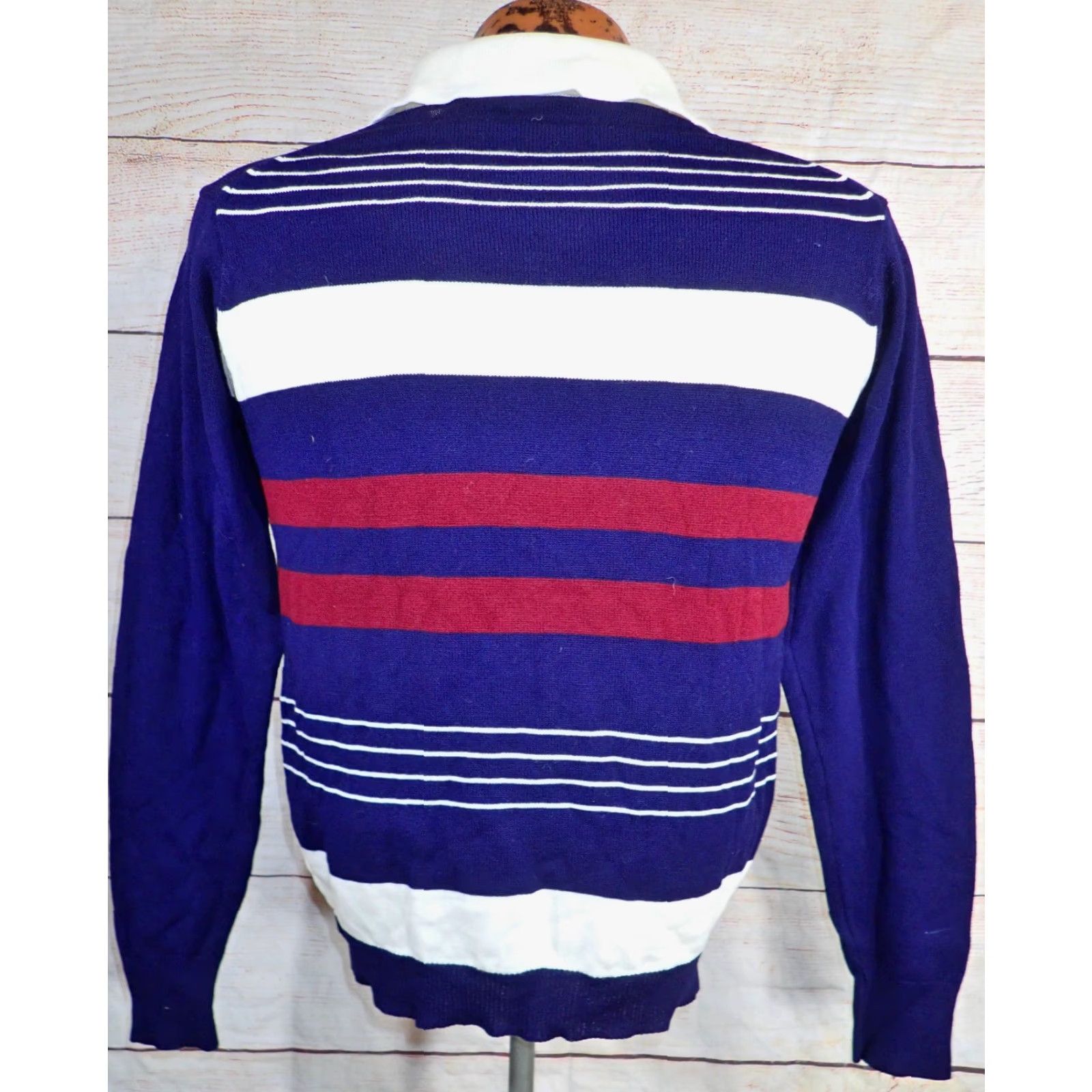 Arrow VINTAGE Arrow Polo Shirt NAVY GOLF Casual Men’s Small S Navy Burgundy White Stripes 80s Polo Shirt Mens Navy White Burgundy 80s Arrow Golf Shirt Size US S / EU 44-46 / 1 - 5 Thumbnail