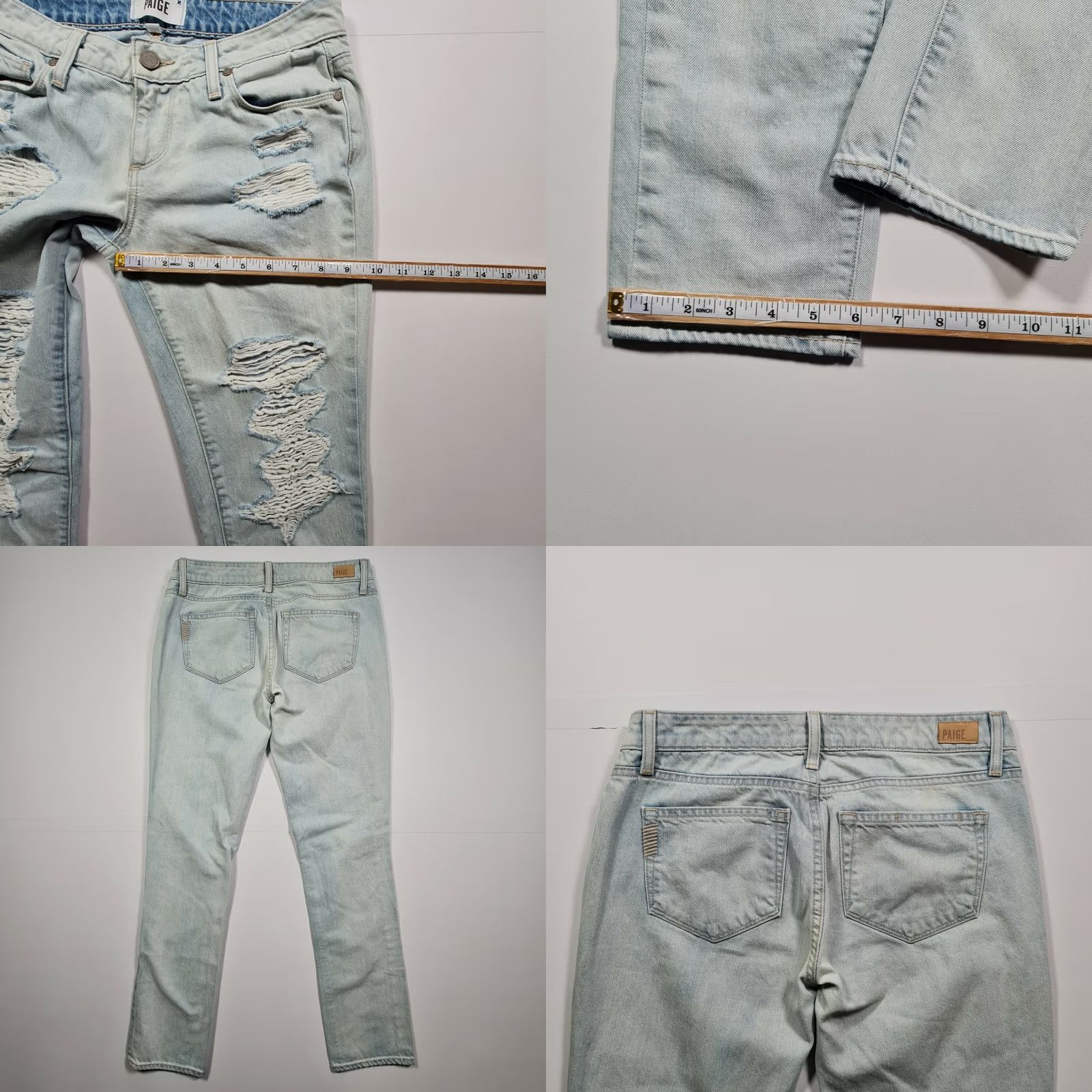 Paige Paige Womens Jeans W26 Skinny Low Rise Distressed Boyfriend Fit Denim Size 26" / US 2 / IT 38 - 8 Thumbnail
