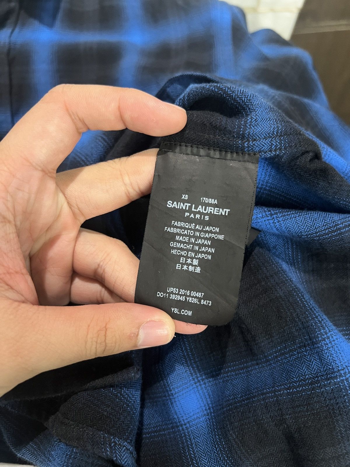 Saint Laurent Paris AW15 Saint Laurent Paris Electric Blue Pearl Snap Flannel Size US XS / EU 42 / 0 - 4 Thumbnail