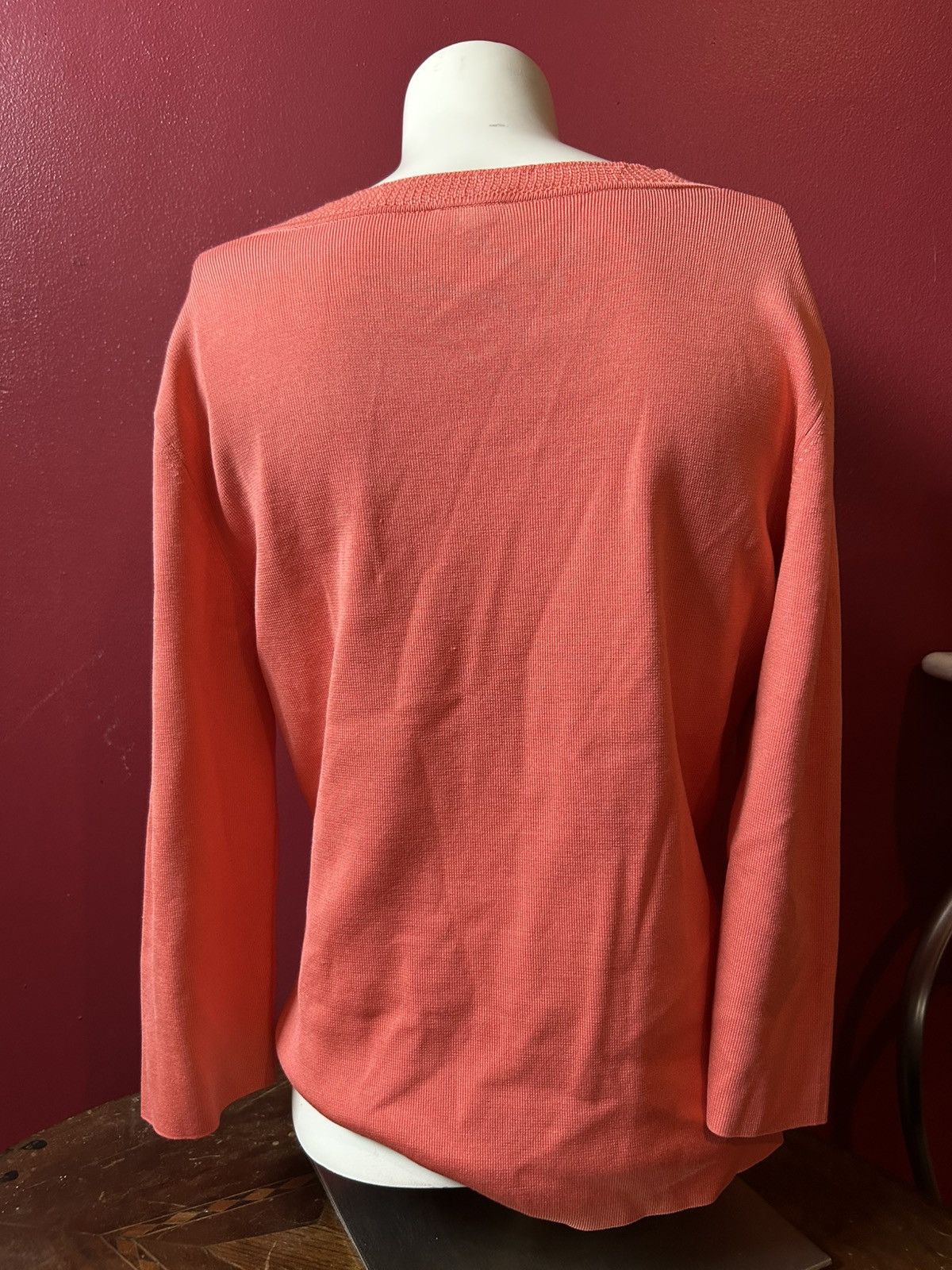 Ann Taylor Ann Taylor Coral Lace Trim Large Long Sleeve Top Size L / US 10 / IT 46 - 5 Thumbnail